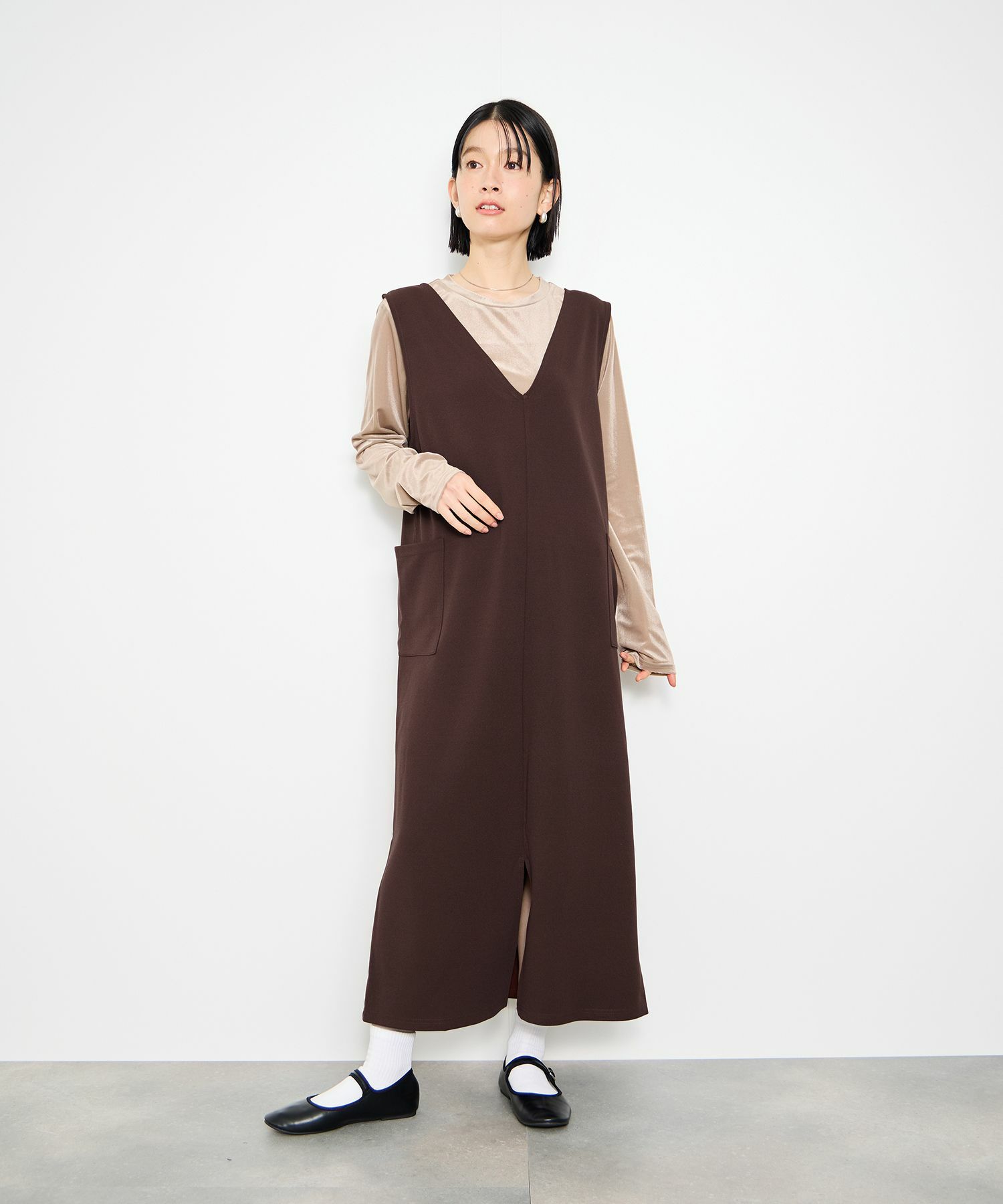 Idnes 2WAYカットジョーゼットジャンパースカート レディース