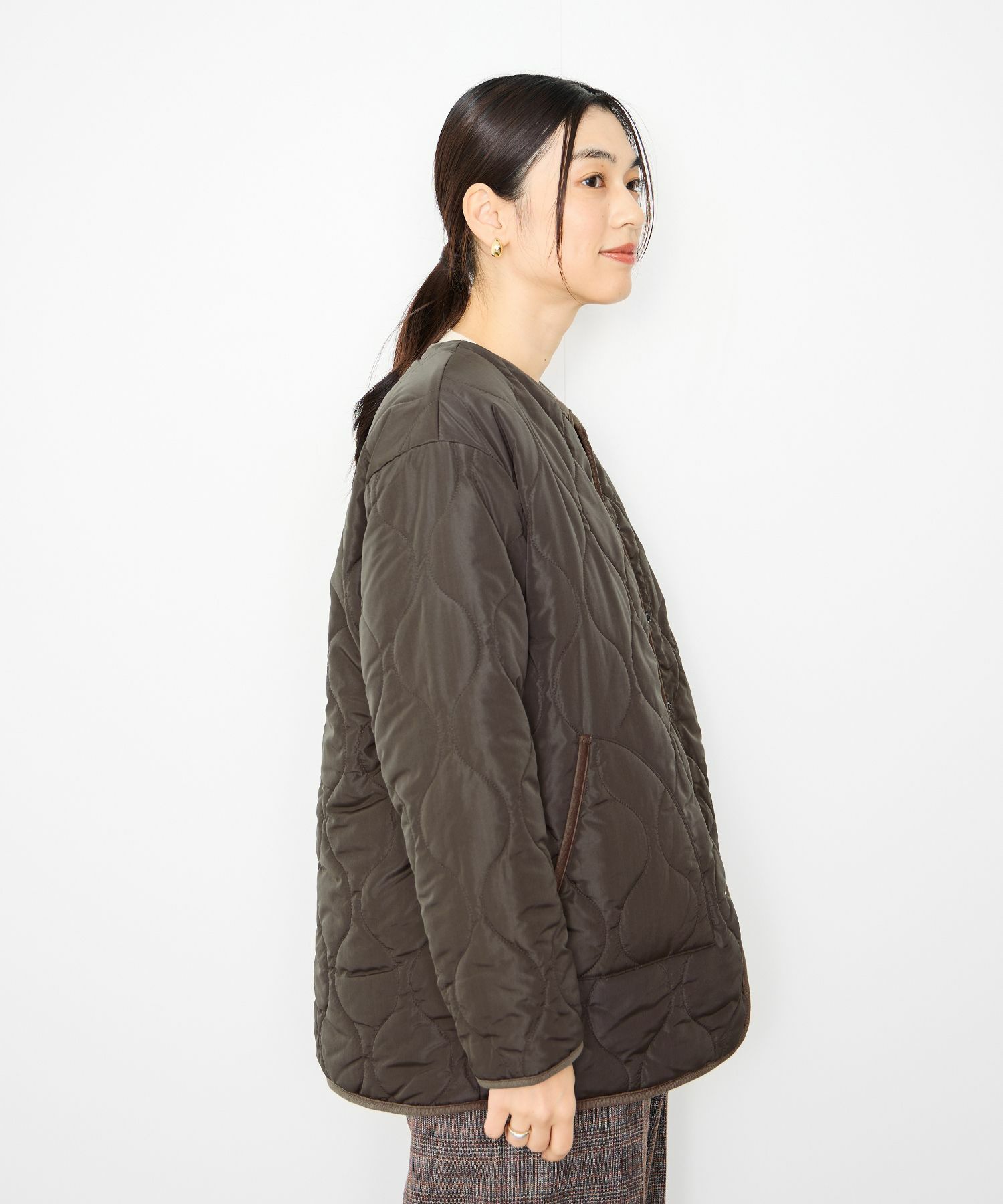 Idnes リバーシブルキルトジャケット レディース