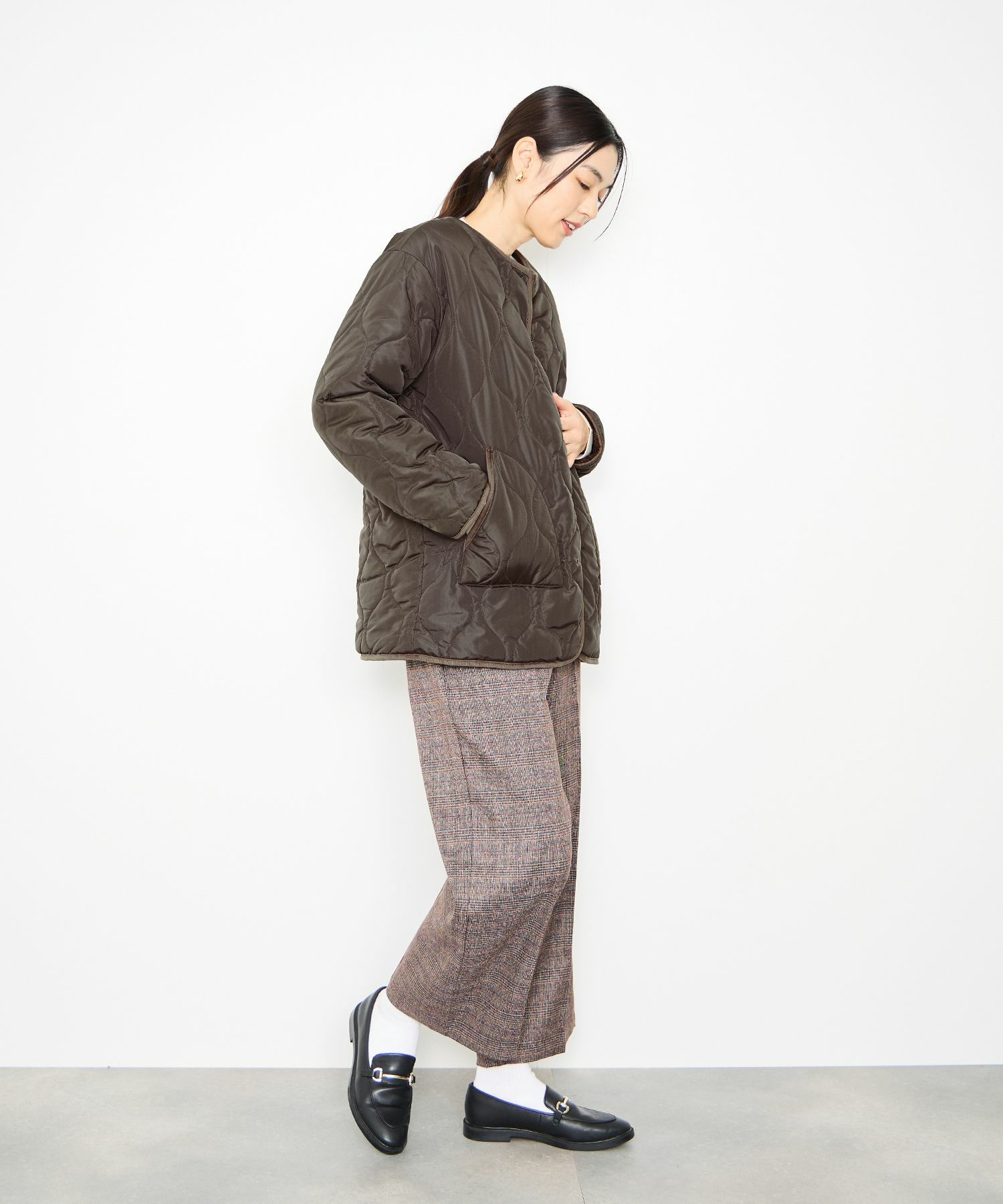 Idnes リバーシブルキルトジャケット レディース