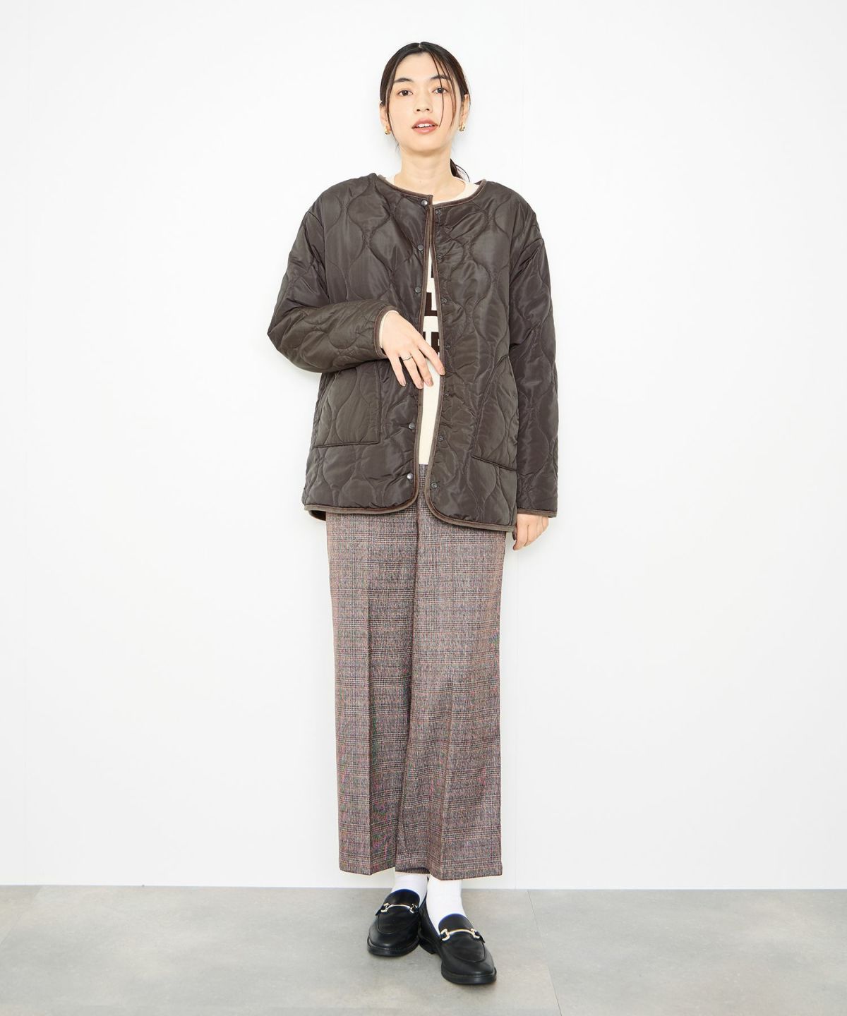 Idnes リバーシブルキルトジャケット レディース