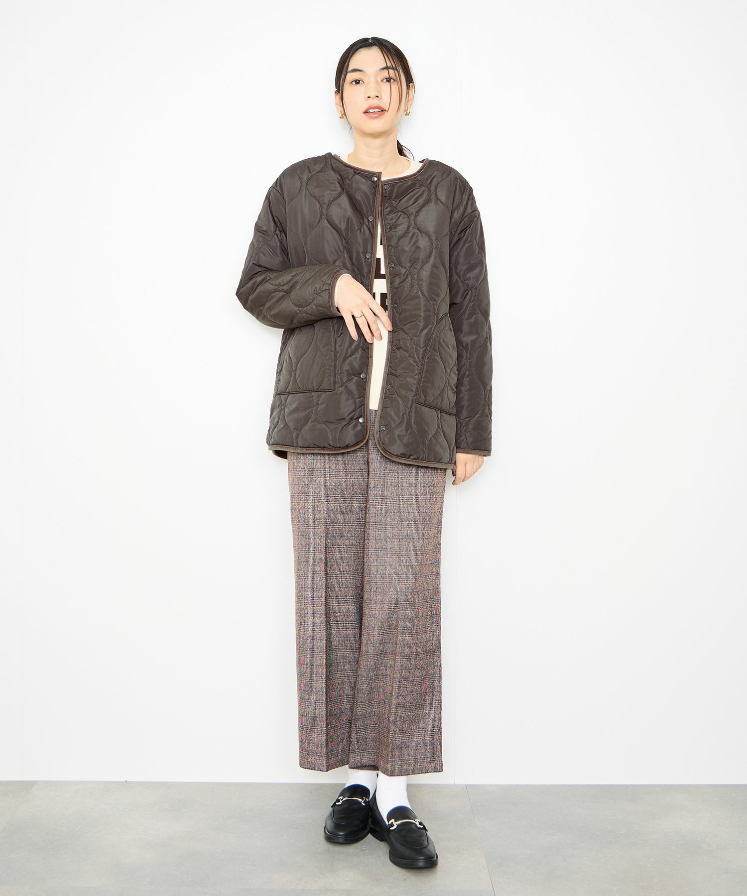 Idnes リバーシブルキルトジャケット レディース