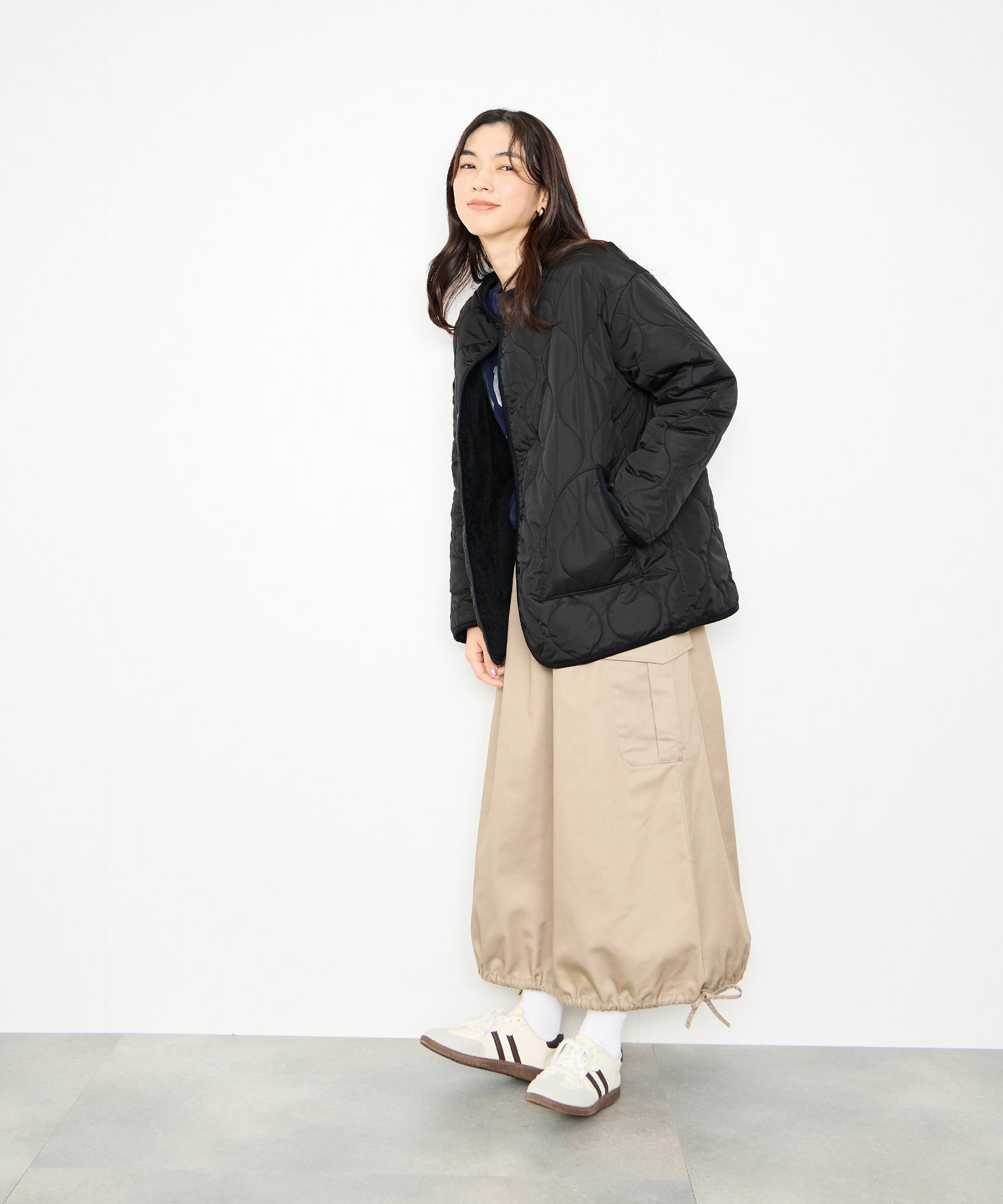 Idnes リバーシブルキルトジャケット レディース