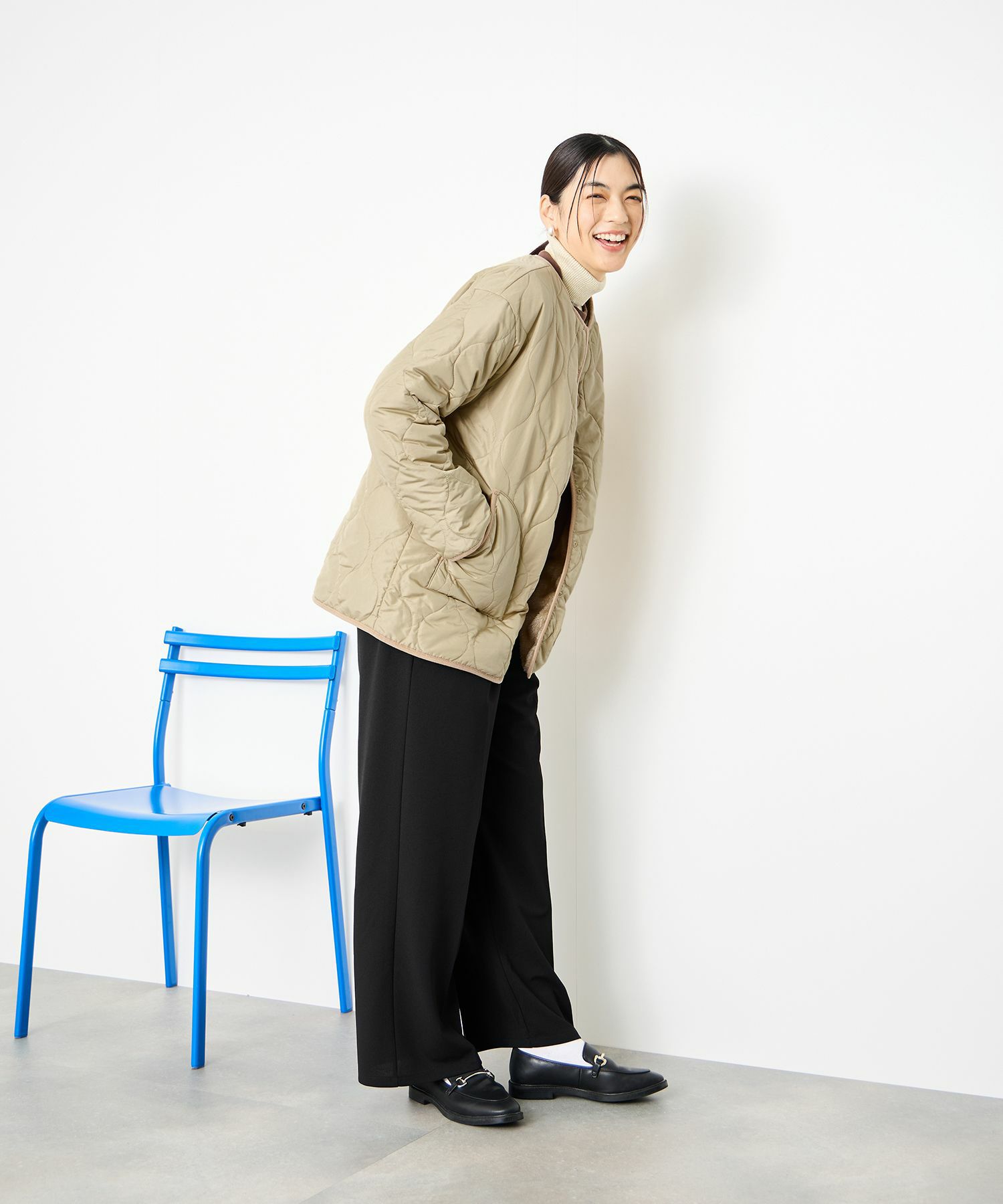 Idnes リバーシブルキルトジャケット レディース