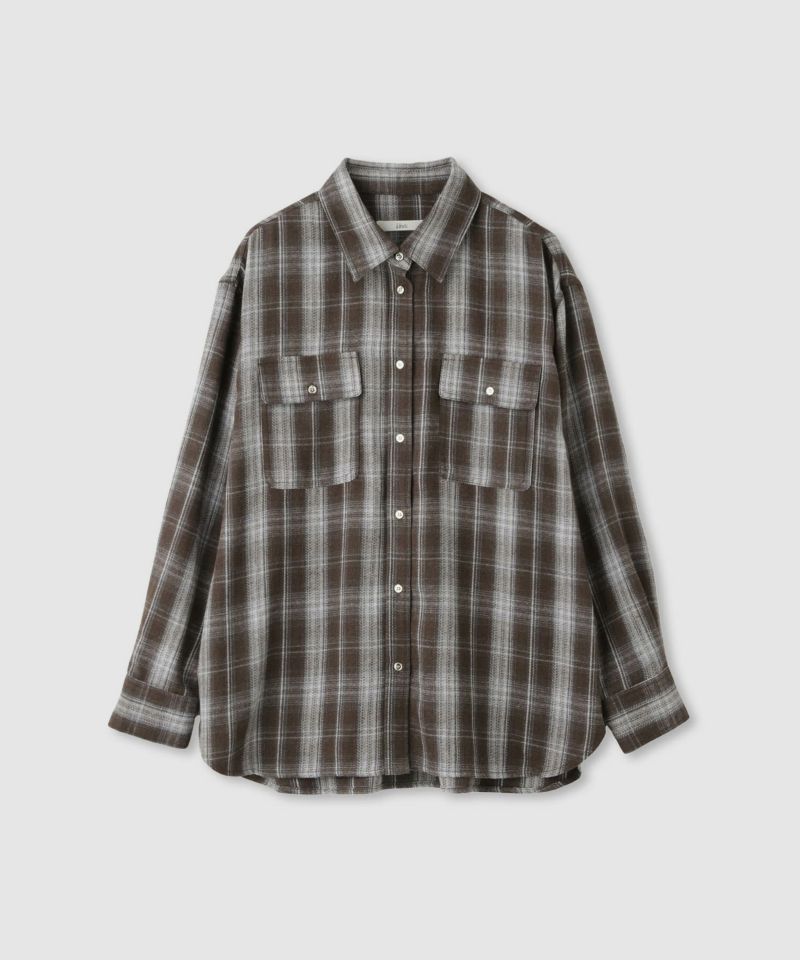 Idnes  チェックネルレギュラーカラーシャツ レディース商品画像-3