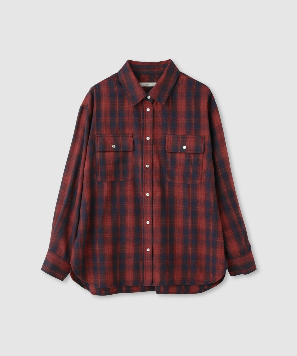 Idnes チェックネルレギュラーカラーシャツ レディース