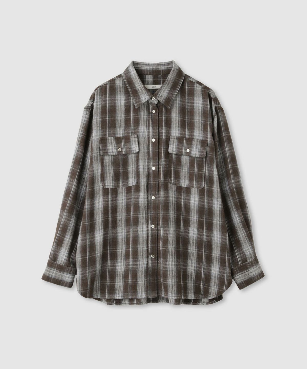 Idnes チェックネルレギュラーカラーシャツ レディース