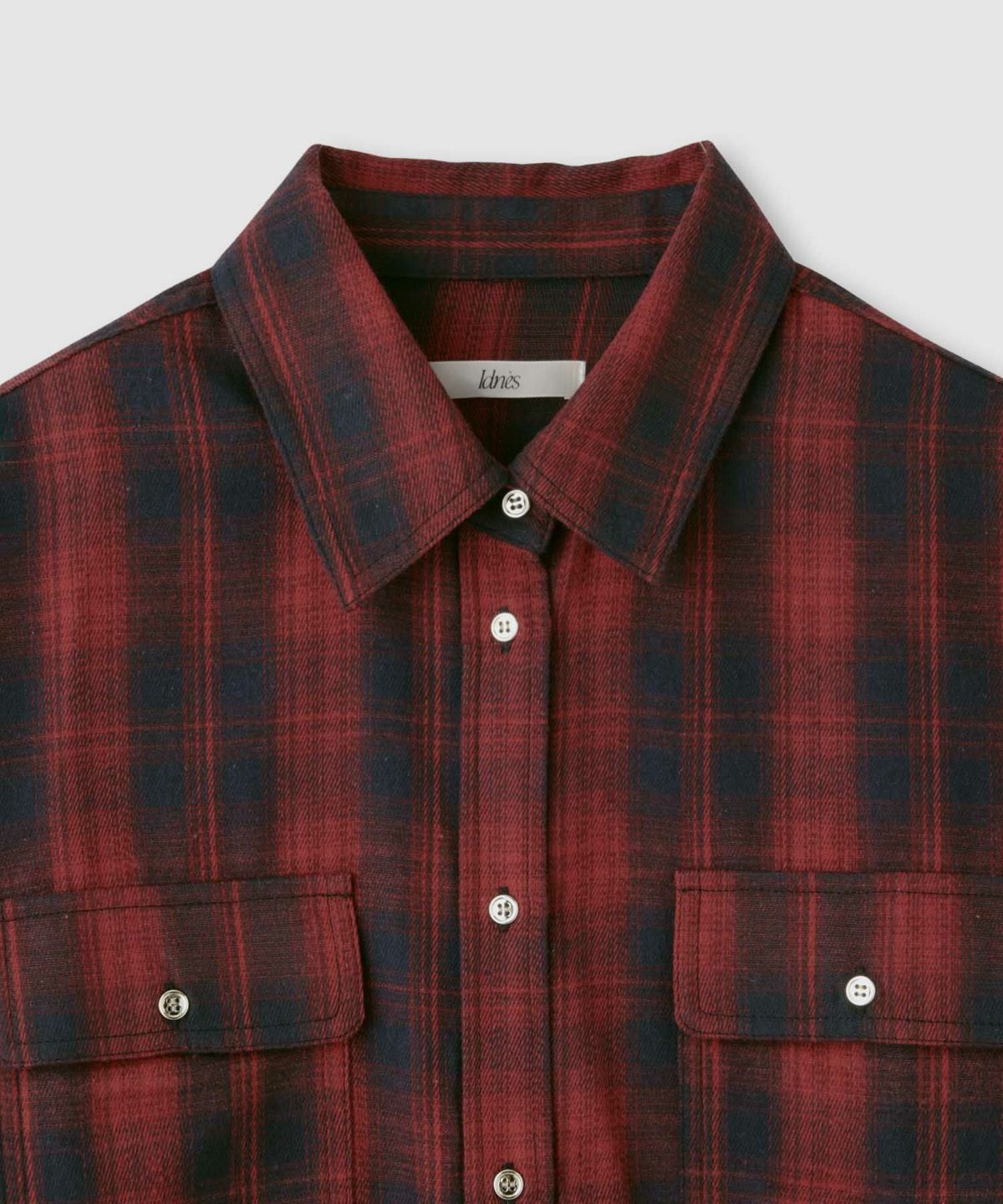 Idnes チェックネルレギュラーカラーシャツ レディース