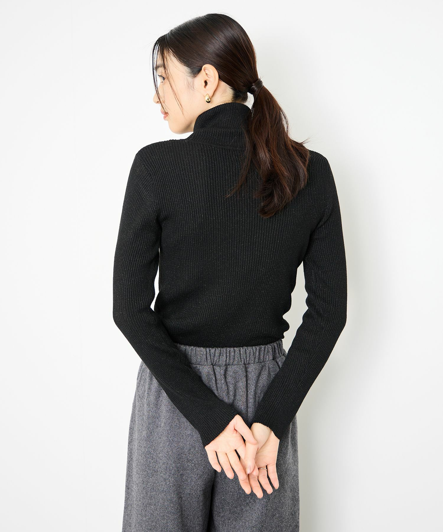 [さらに50%OFF]Idnes  ラメリブニット タートルネック レディース商品画像-6