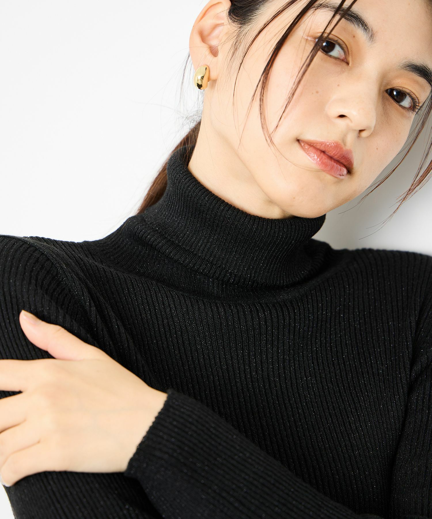 [さらに50%OFF]Idnes  ラメリブニット タートルネック レディース商品画像-7