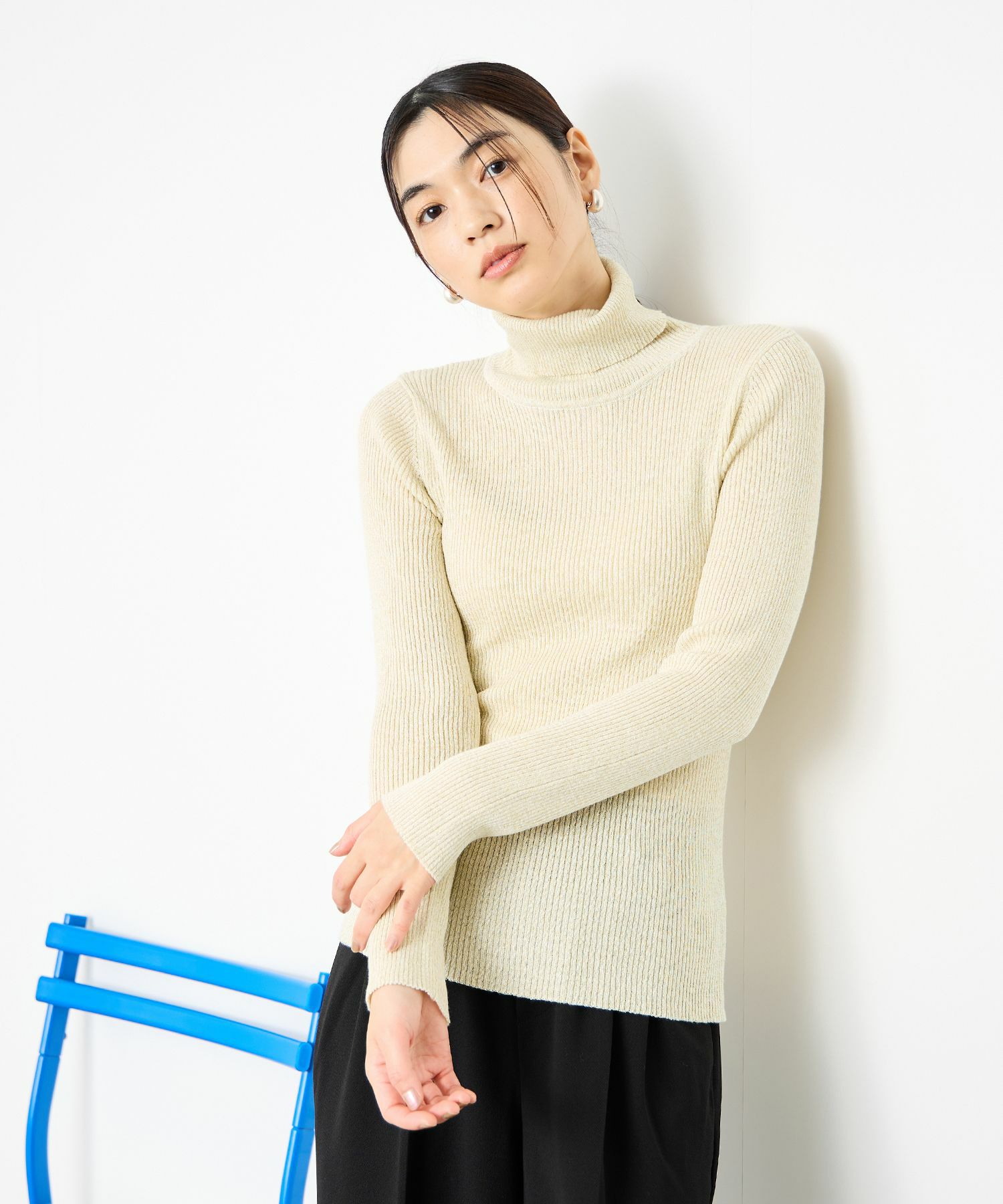 [さらに50%OFF]Idnes  ラメリブニット タートルネック レディース商品サムネイル-13