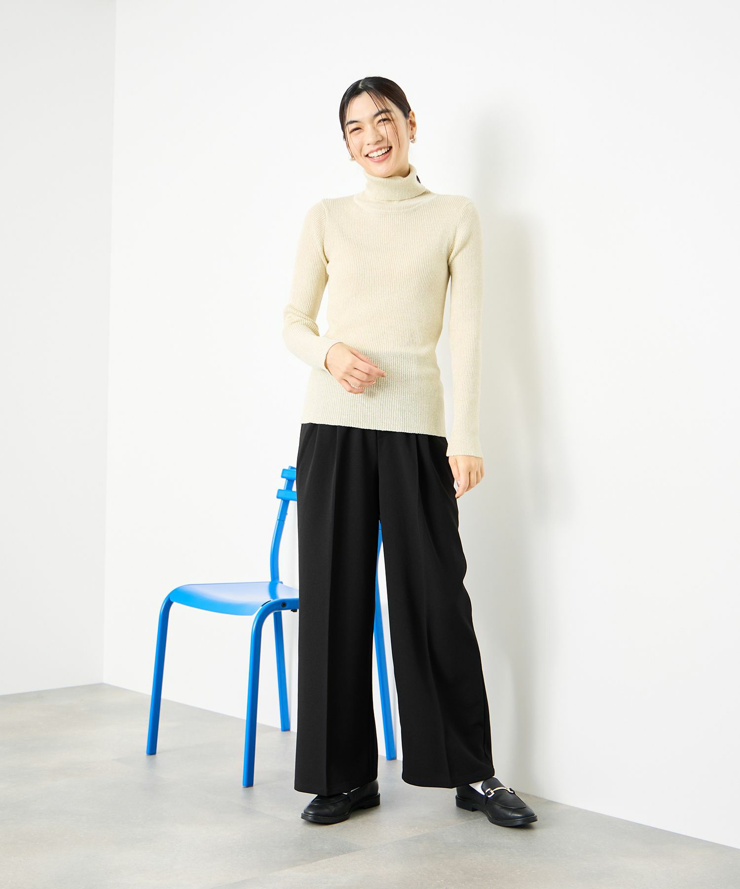 [さらに50%OFF]Idnes  ラメリブニット タートルネック レディース商品画像-15