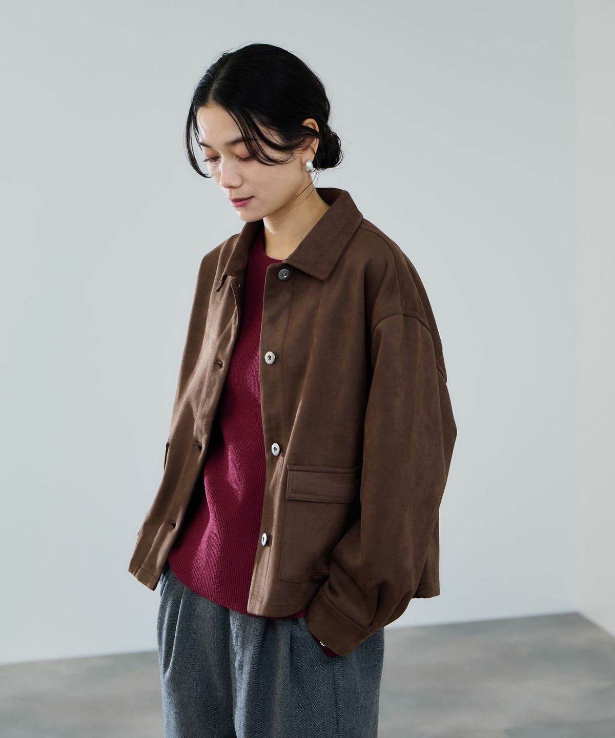 milli de l'air スエードライクボクシーブルゾン レディース