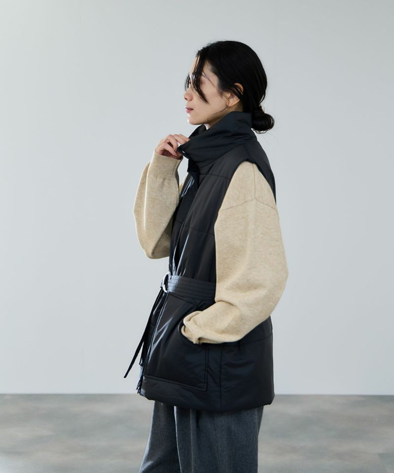 milli de l'air 中綿ベルテッドハイネックベスト レディース商品画像-4