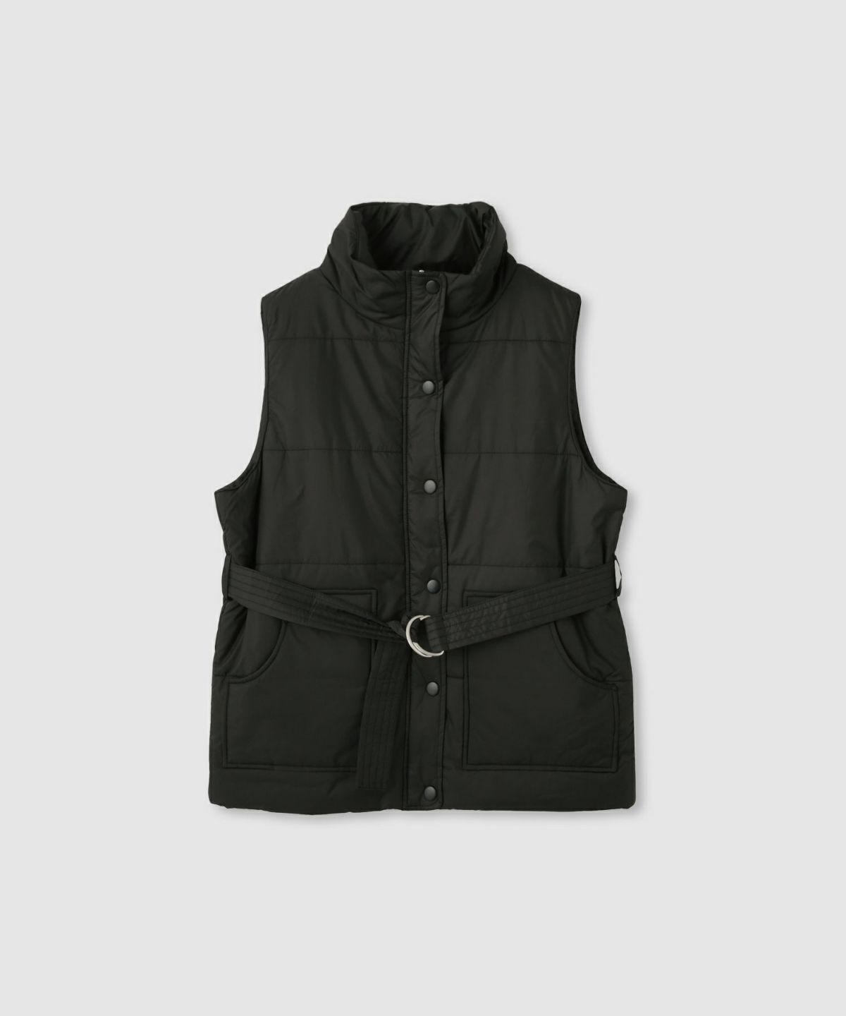 milli de l'air 中綿ベルテッドハイネックベスト レディース