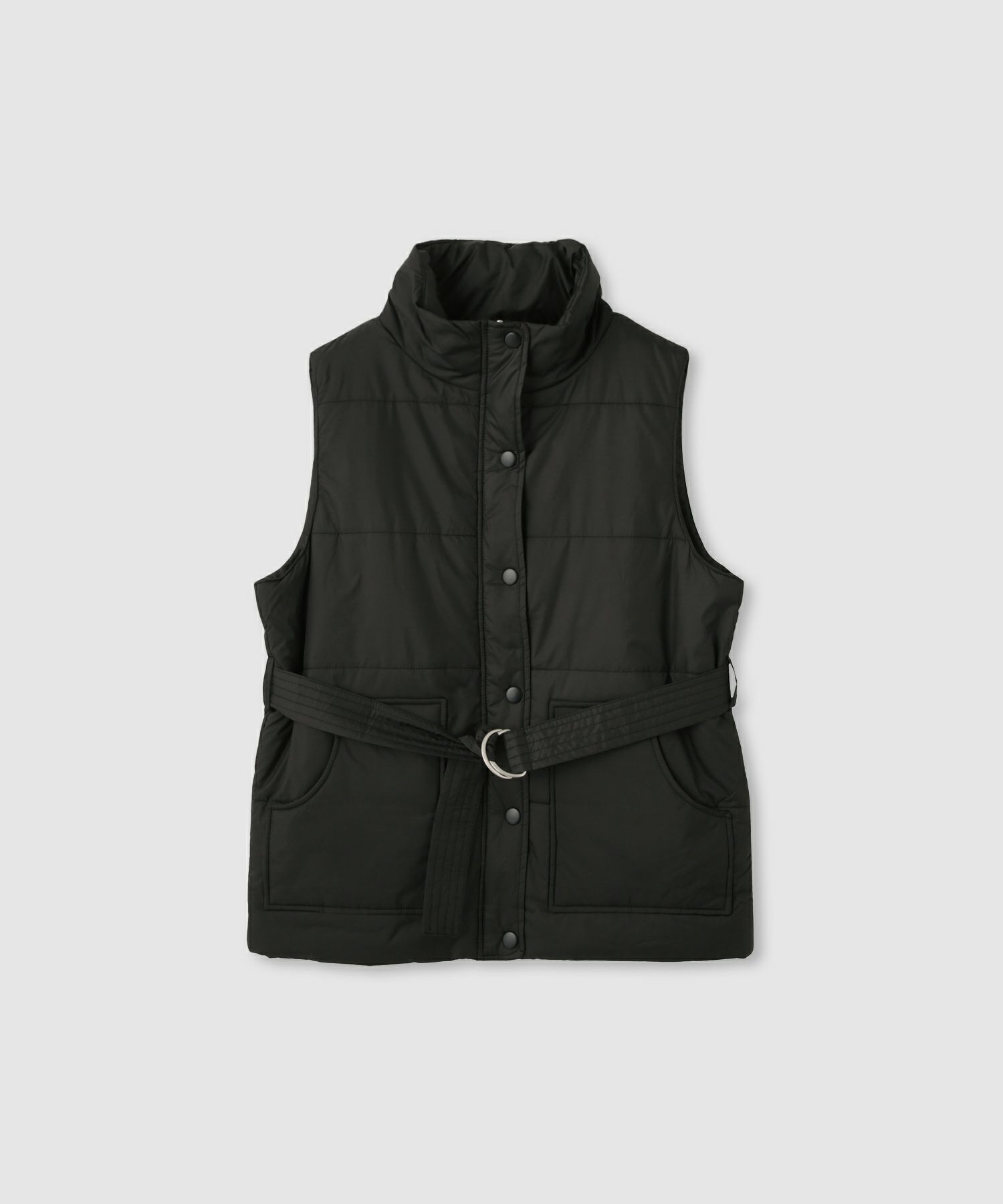 milli de l'air 中綿ベルテッドハイネックベスト レディース