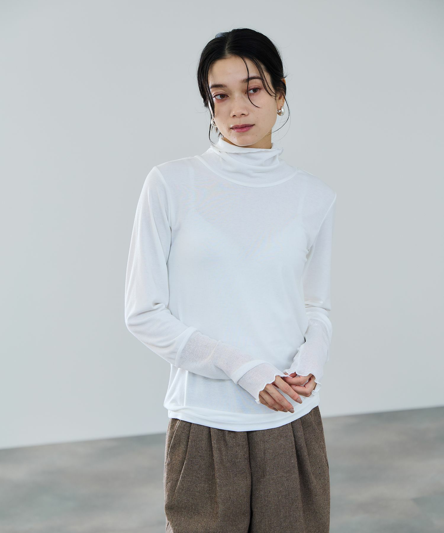 milli de l'air  セミシアーカフハイネックカットソー レディース メール便 対応商品商品画像-2