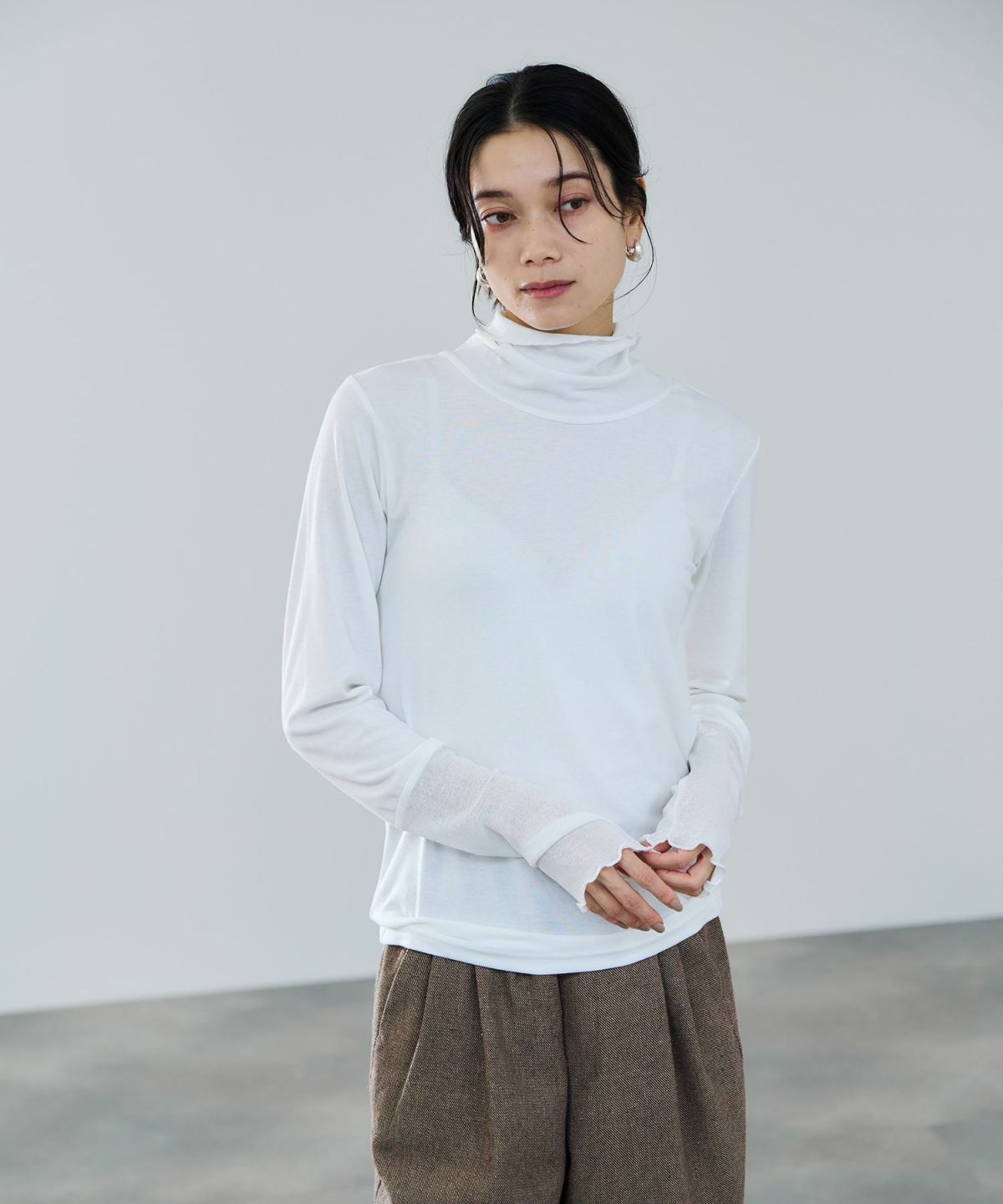 milli de l'air セミシアーカフハイネックカットソー レディース メール便 対応商品