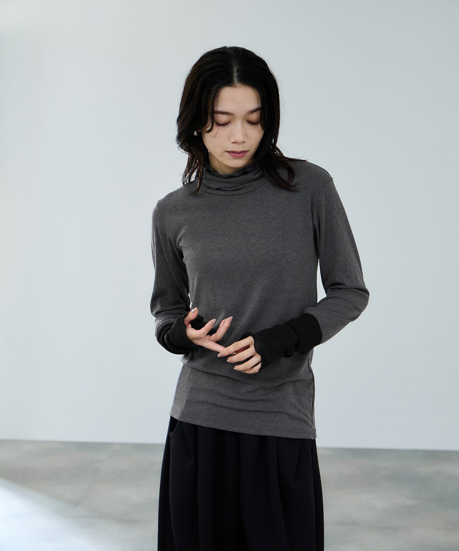 milli de l'air セミシアーカフハイネックカットソー レディース メール便 対応商品