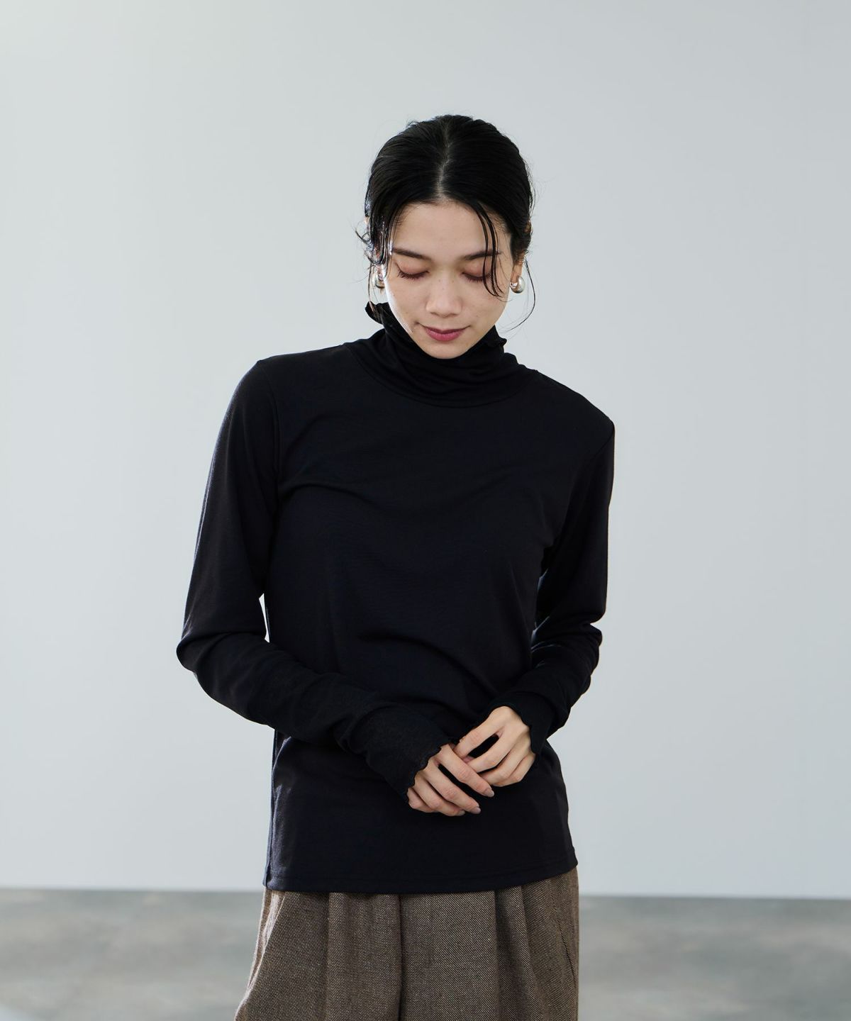 milli de l'air セミシアーカフハイネックカットソー レディース メール便 対応商品