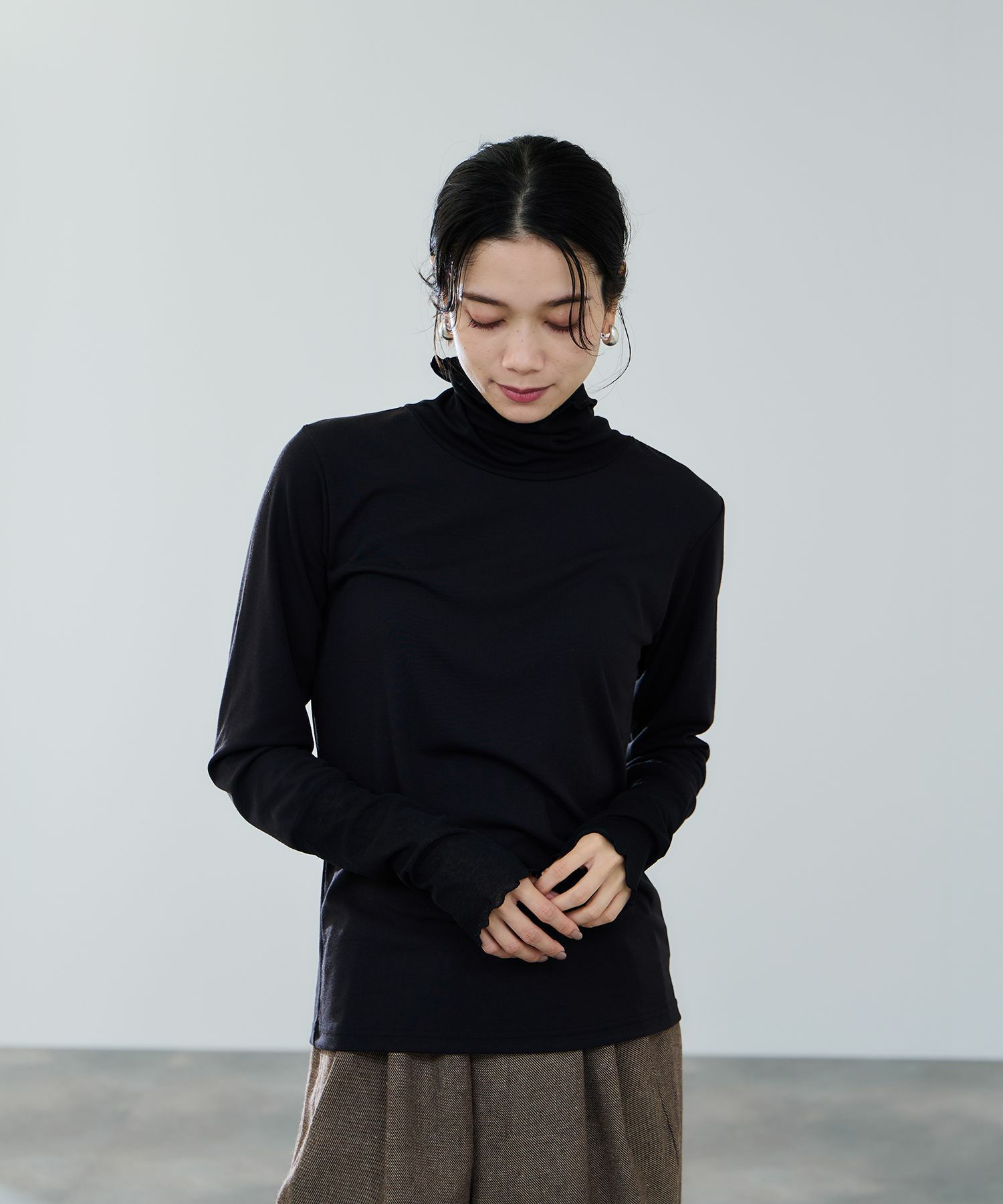 milli de l'air セミシアーカフハイネックカットソー レディース メール便 対応商品