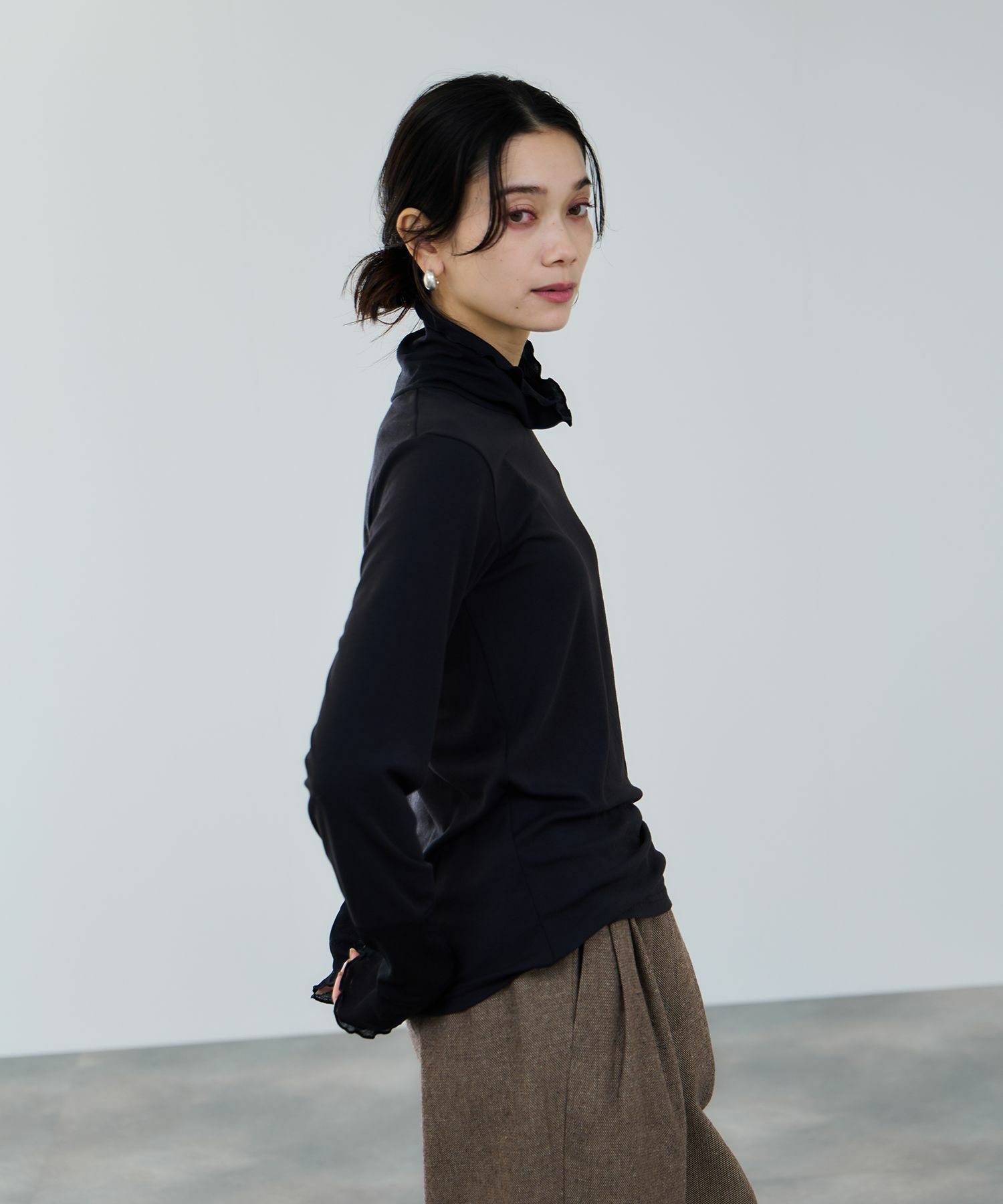 milli de l'air セミシアーカフハイネックカットソー レディース メール便 対応商品