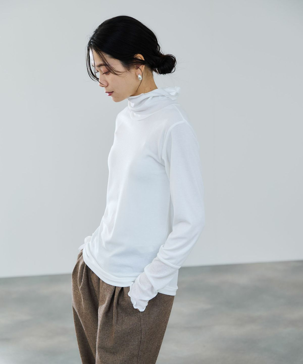 milli de l'air セミシアーカフハイネックカットソー レディース メール便 対応商品