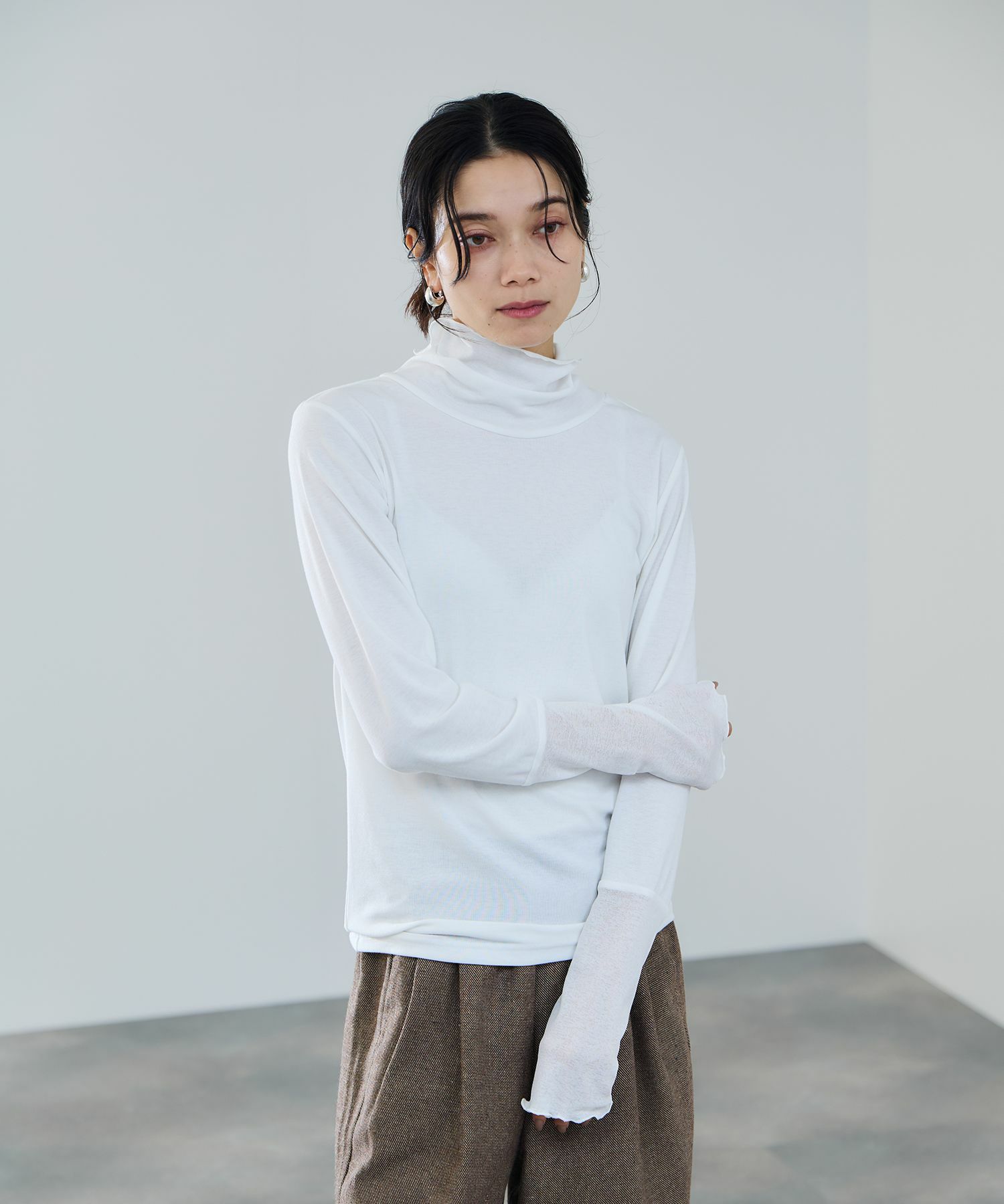 milli de l'air セミシアーカフハイネックカットソー レディース メール便 対応商品