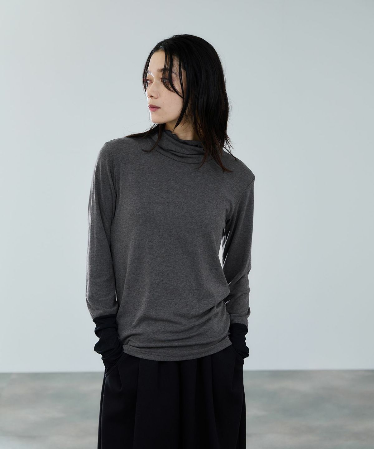 milli de l'air セミシアーカフハイネックカットソー レディース メール便 対応商品