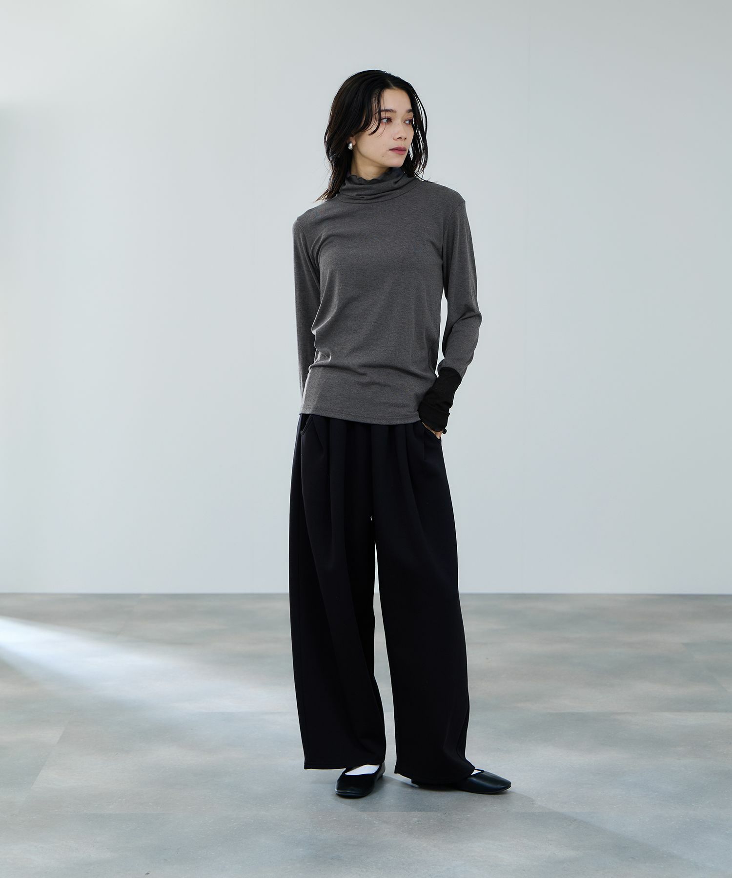 milli de l'air セミシアーカフハイネックカットソー レディース メール便 対応商品