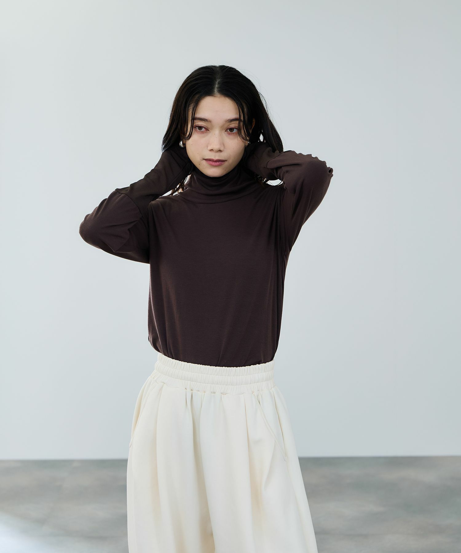 milli de l'air セミシアーカフハイネックカットソー レディース メール便 対応商品