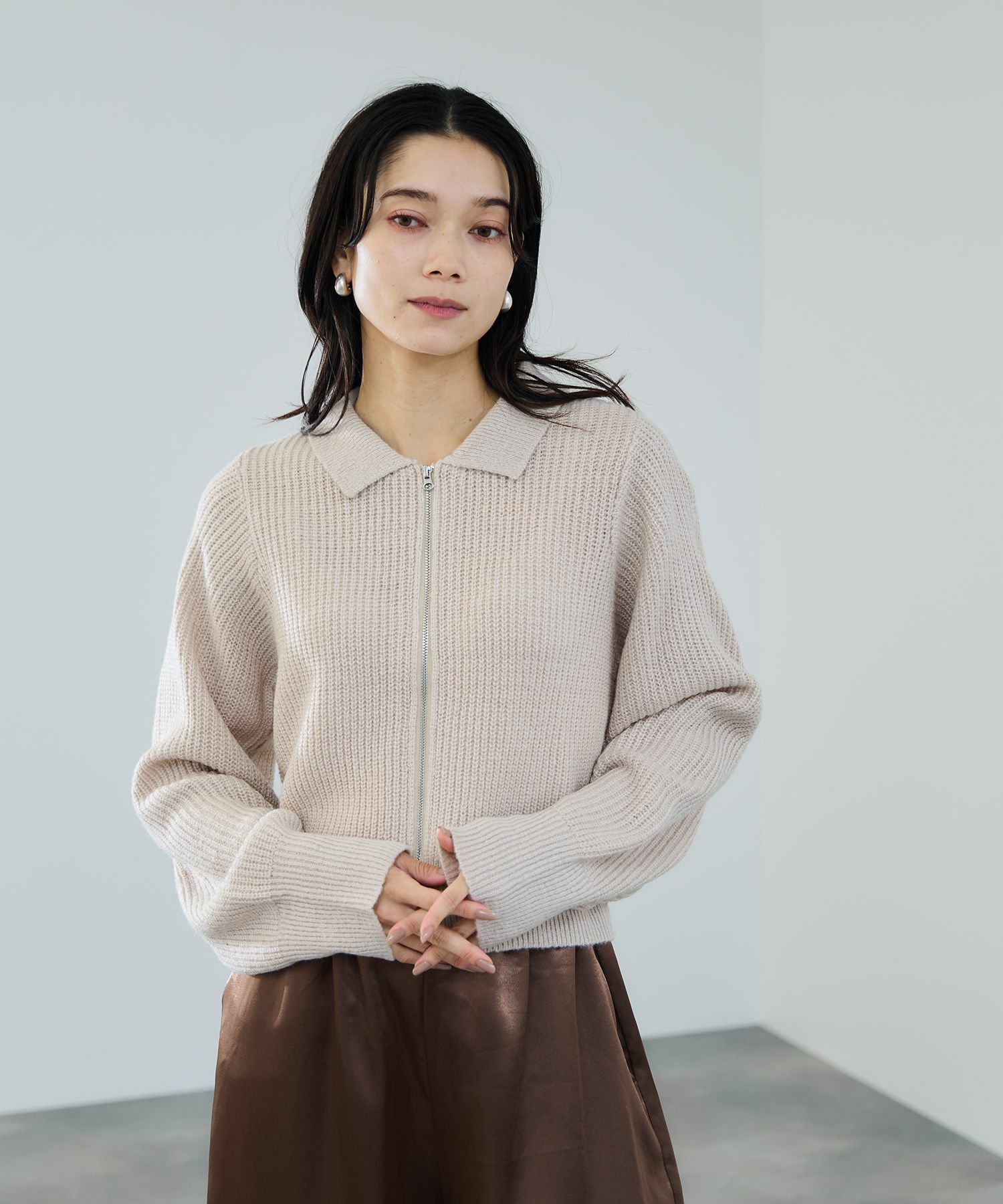[値下げ]milli de l'air  モヘヤタッチジップニット レディース商品画像-2