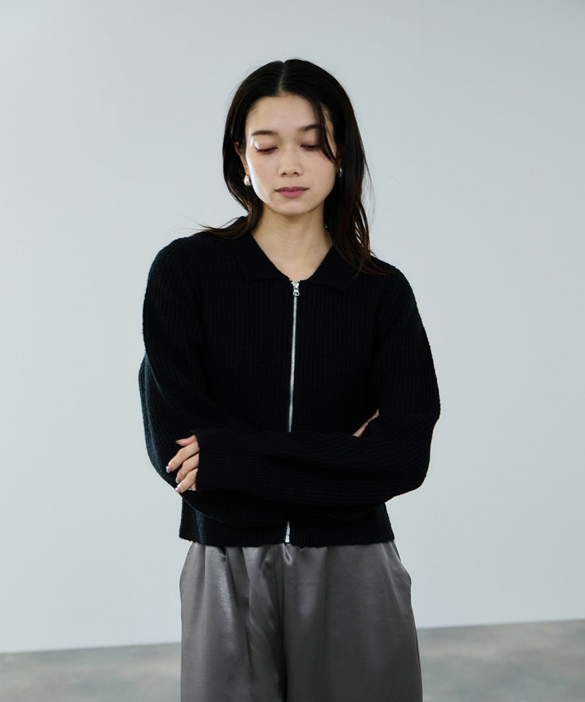 milli de l'air モヘヤタッチジップニット レディース