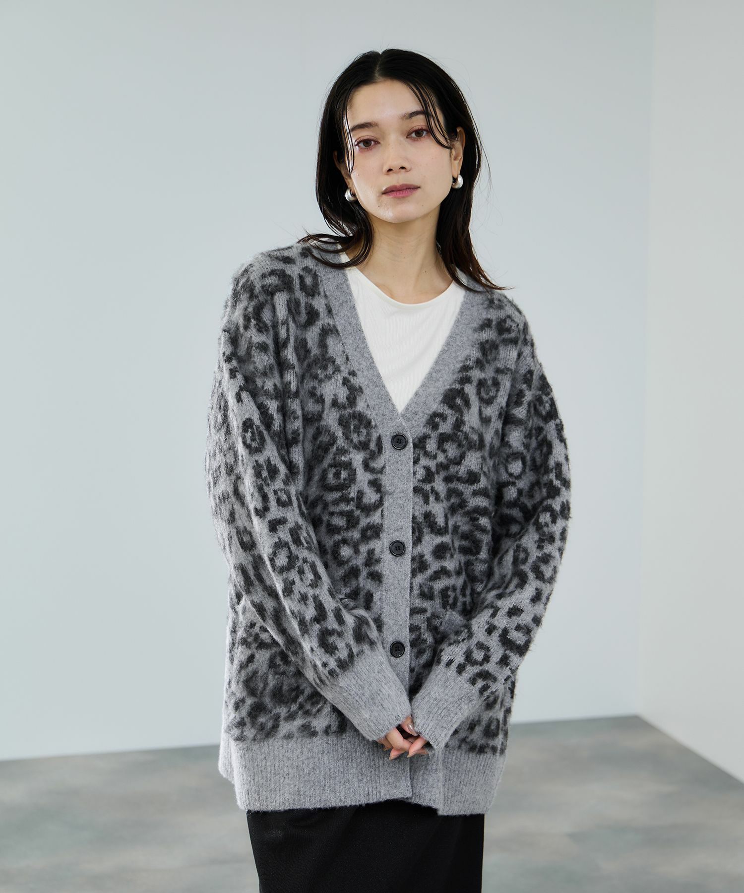 milli de l'air シャギーレオパードカーディガン レディース
