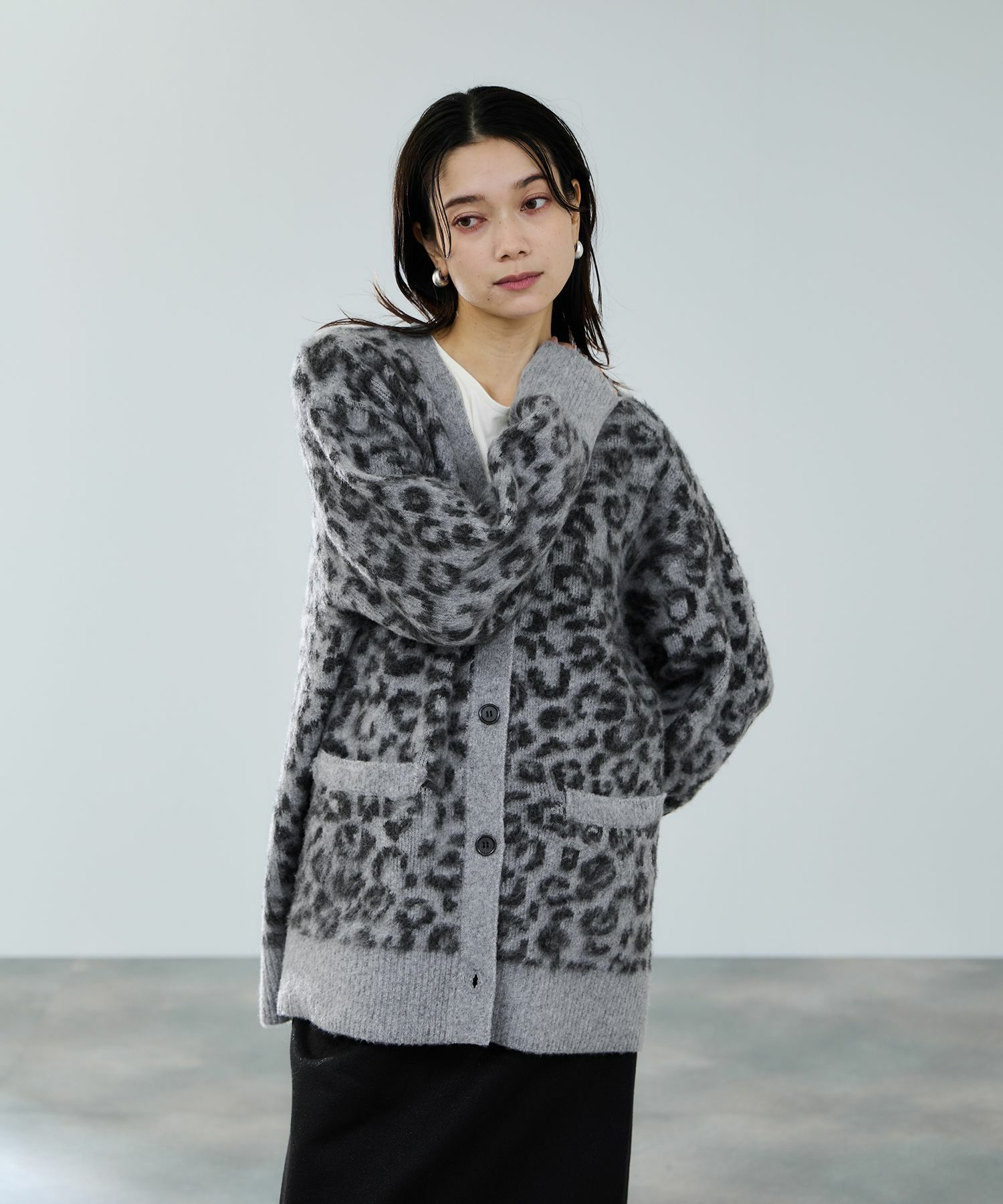 milli de l'air シャギーレオパードカーディガン レディース
