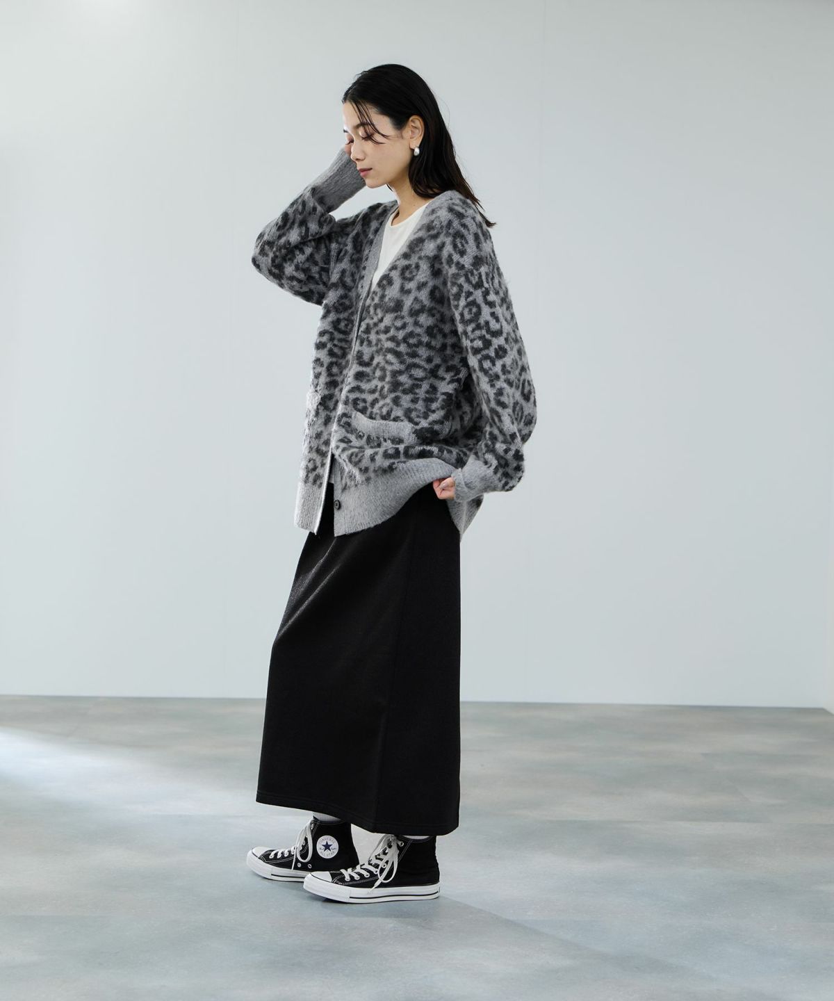 milli de l'air シャギーレオパードカーディガン レディース