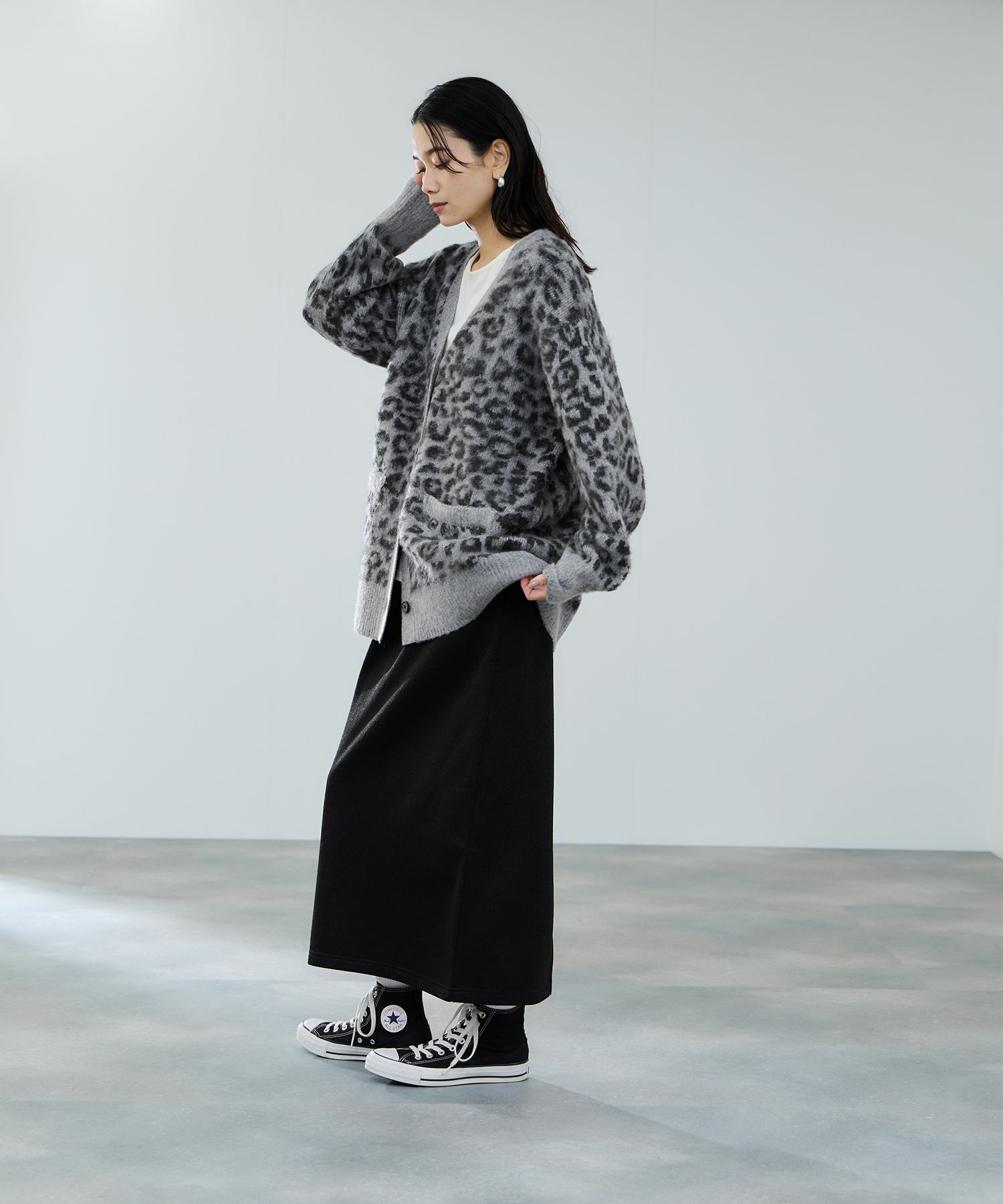 milli de l'air シャギーレオパードカーディガン レディース