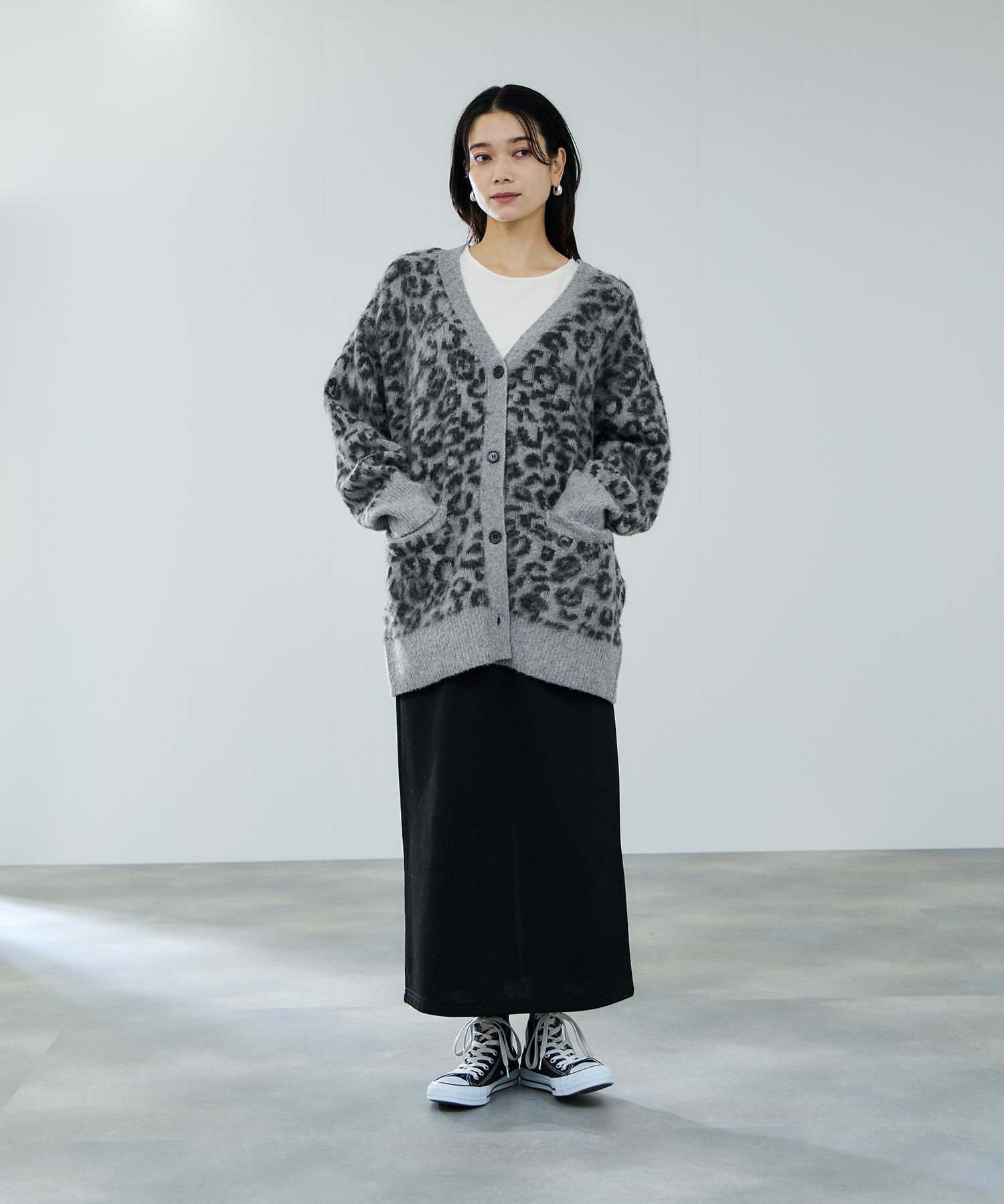 milli de l'air シャギーレオパードカーディガン レディース