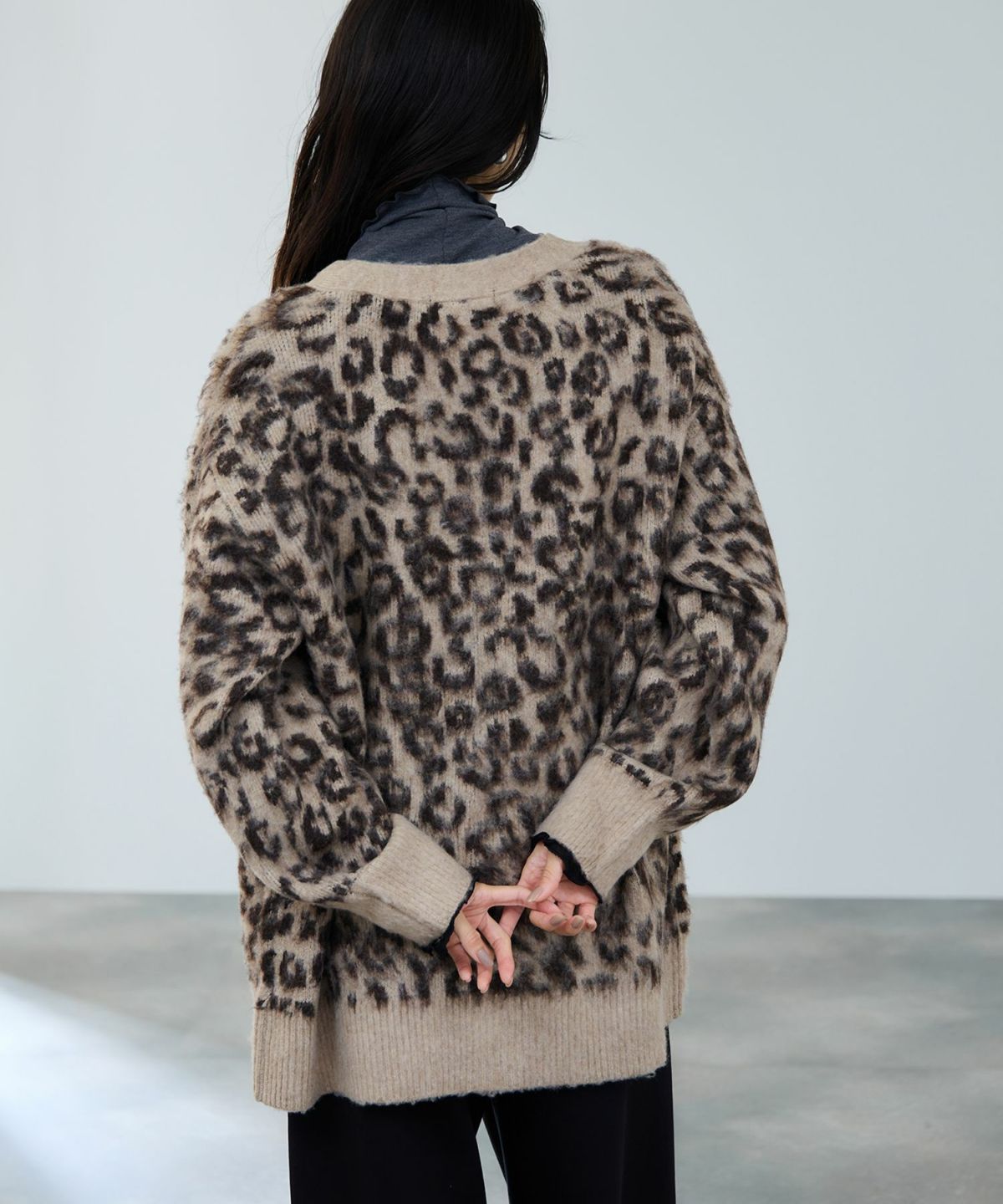 milli de l'air シャギーレオパードカーディガン レディース