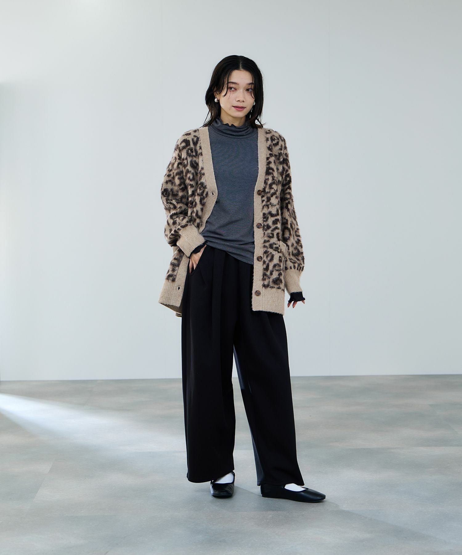 milli de l'air シャギーレオパードカーディガン レディース