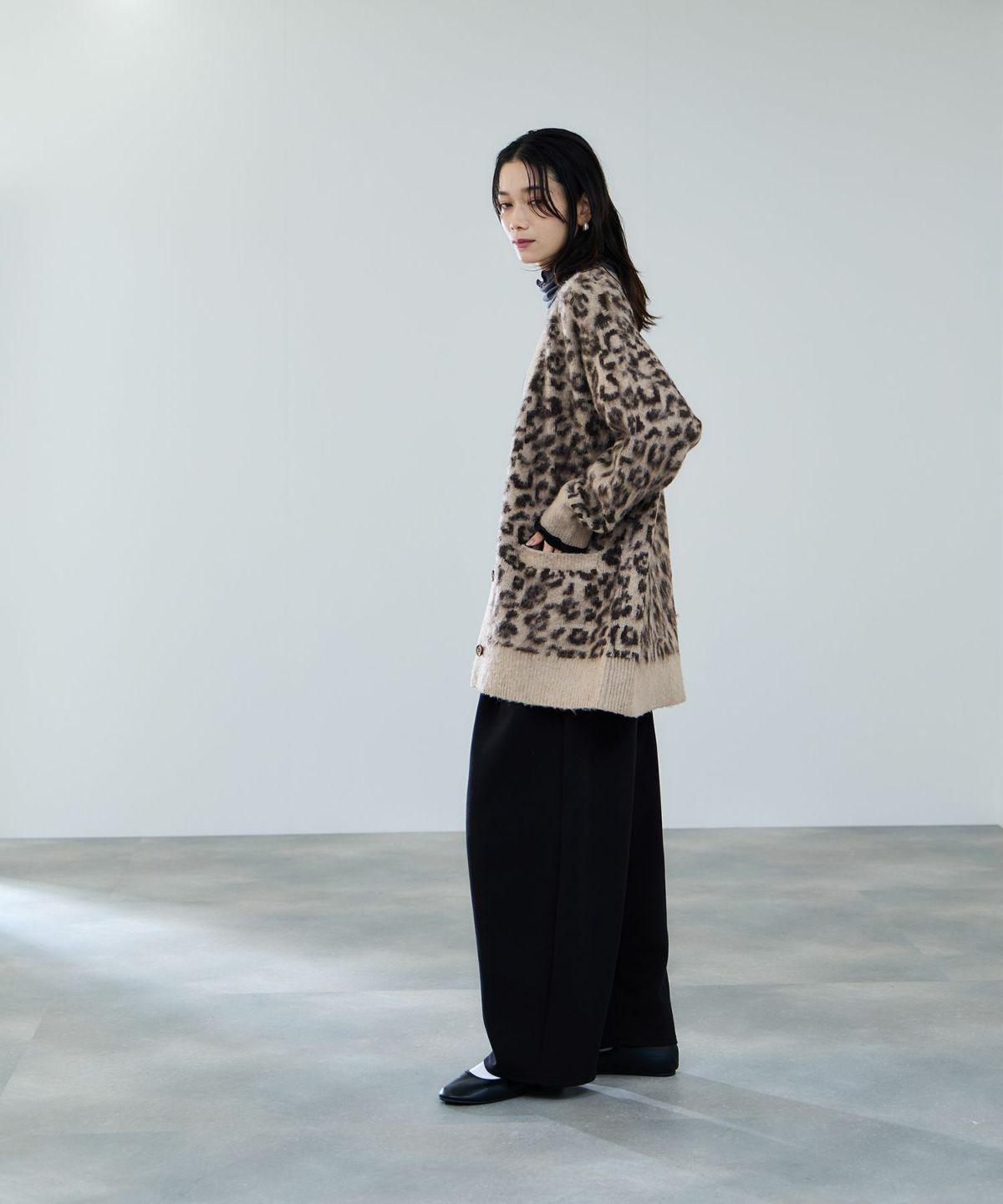 milli de l'air シャギーレオパードカーディガン レディース