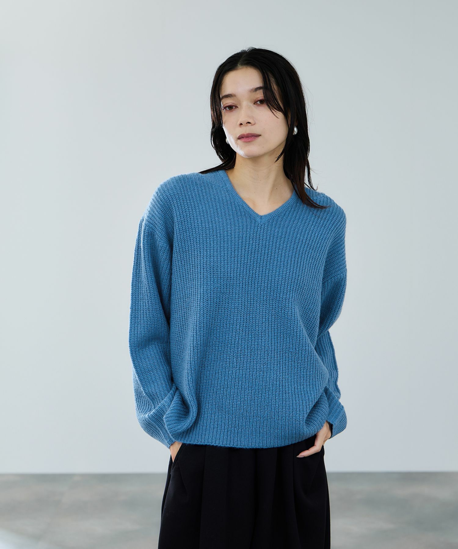 milli de l'air モヘヤタッチ片畦フーディニット レディース