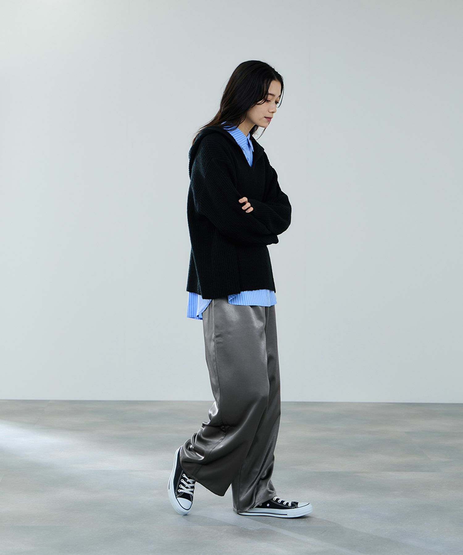 milli de l'air  モヘヤタッチ片畦フーディニット レディース商品画像-8