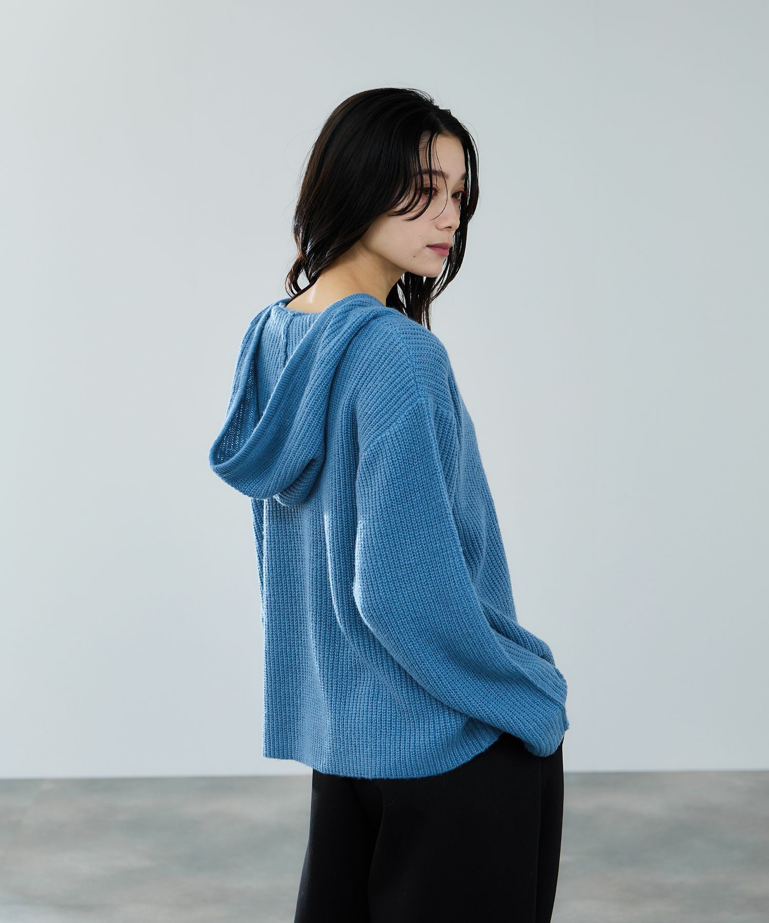 milli de l'air  モヘヤタッチ片畦フーディニット レディース商品画像-10