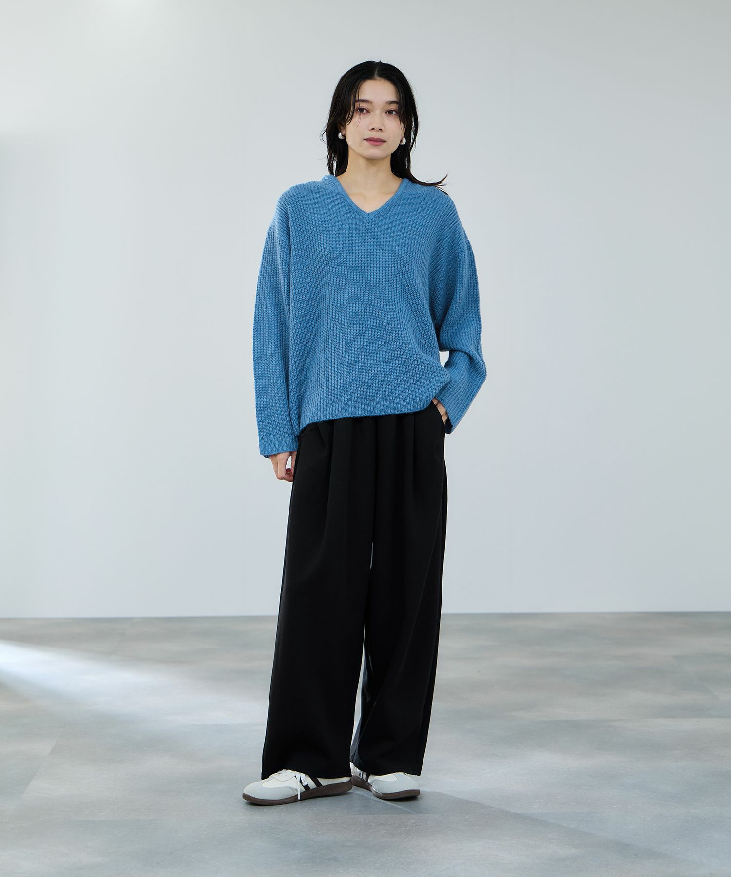 milli de l'air モヘヤタッチ片畦フーディニット レディース