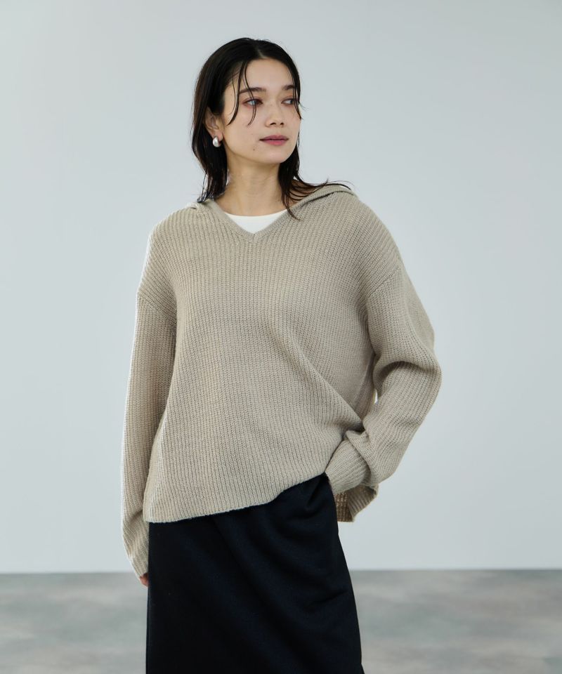 milli de l'air モヘヤタッチ片畦フーディニット レディース商品画像-16