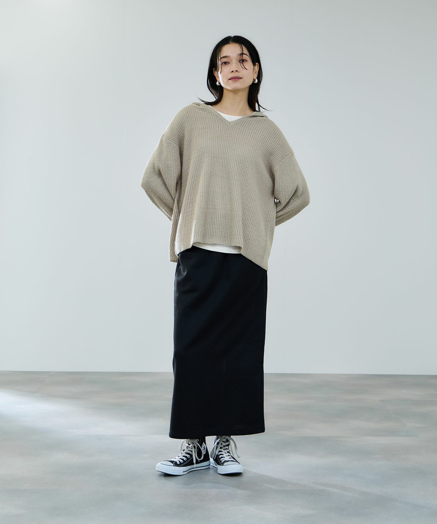 milli de l'air モヘヤタッチ片畦フーディニット レディース