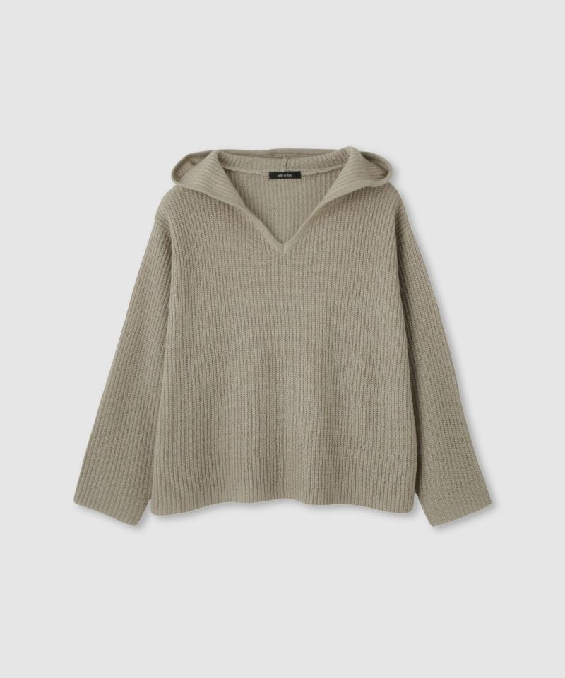 milli de l'air モヘヤタッチ片畦フーディニット レディース