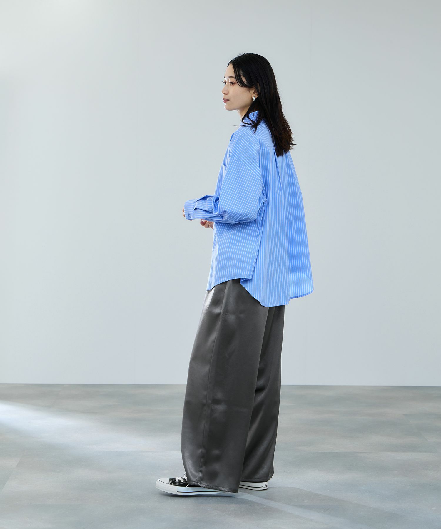 milli de l'air ヘビーサテンイージーワイドパンツ レディース