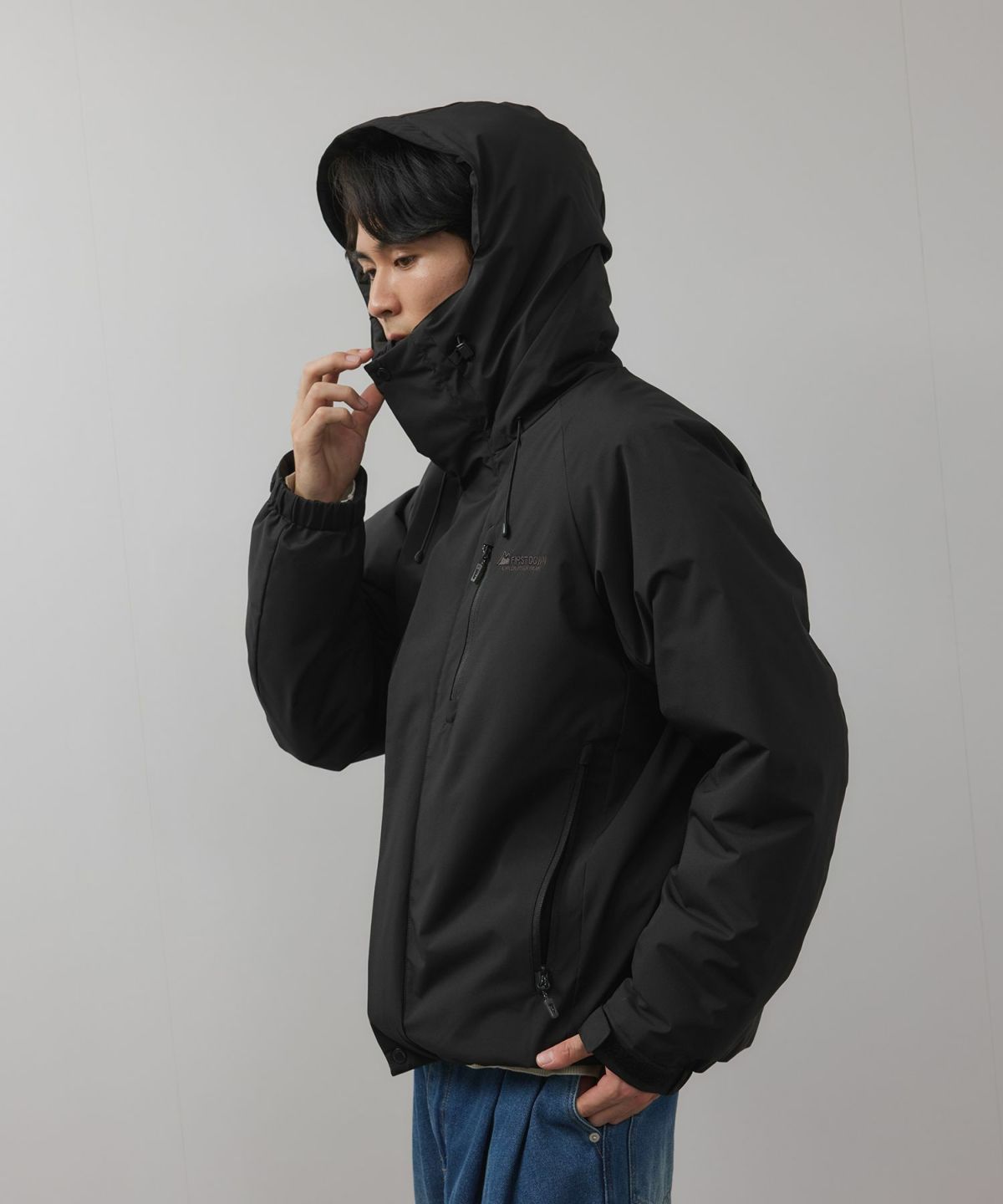 FIRST DOWN オールウェザーリップ 裏アルミ中綿パーカー メンズ