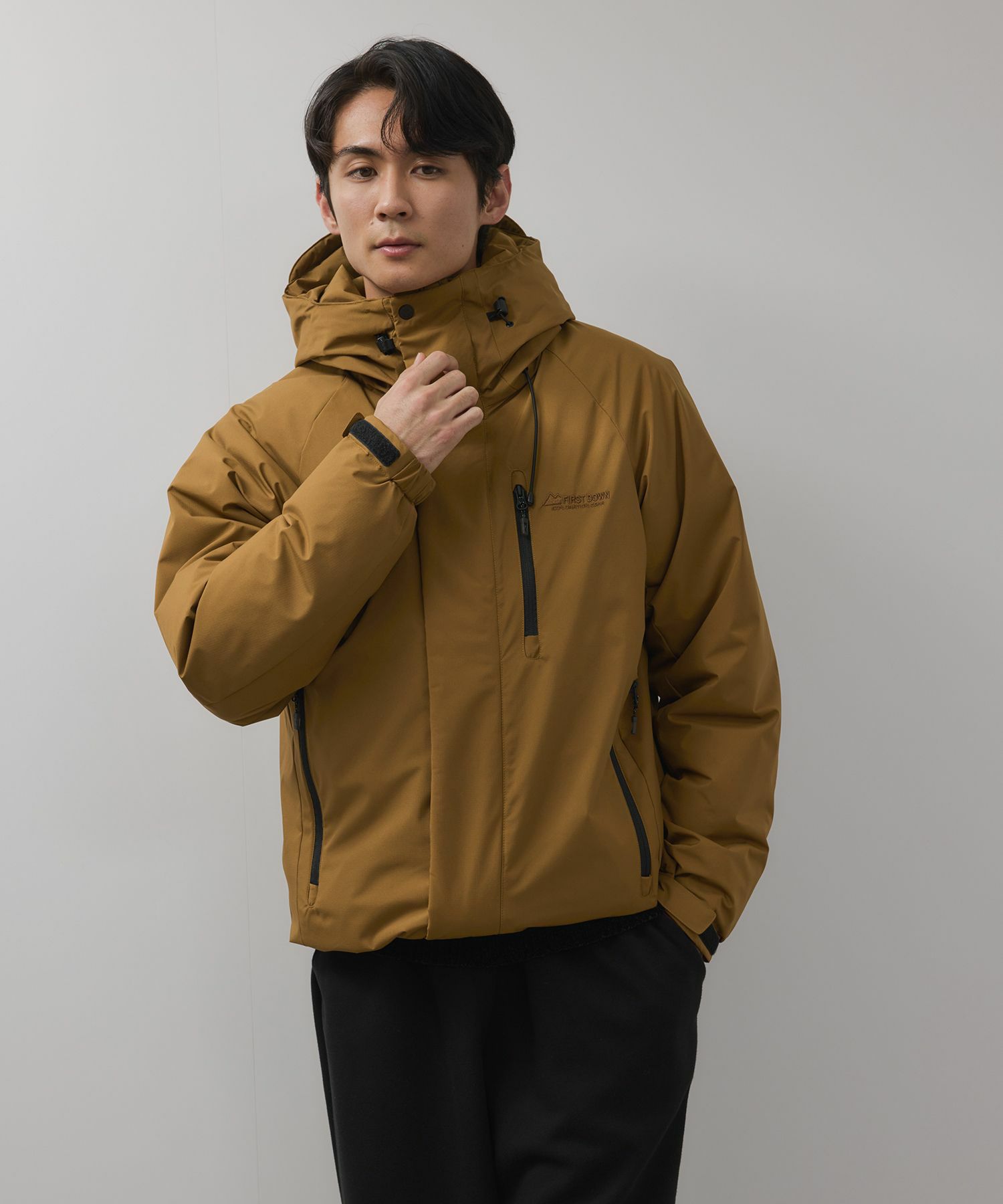 FIRST DOWN オールウェザーリップ 裏アルミ中綿パーカー メンズ
